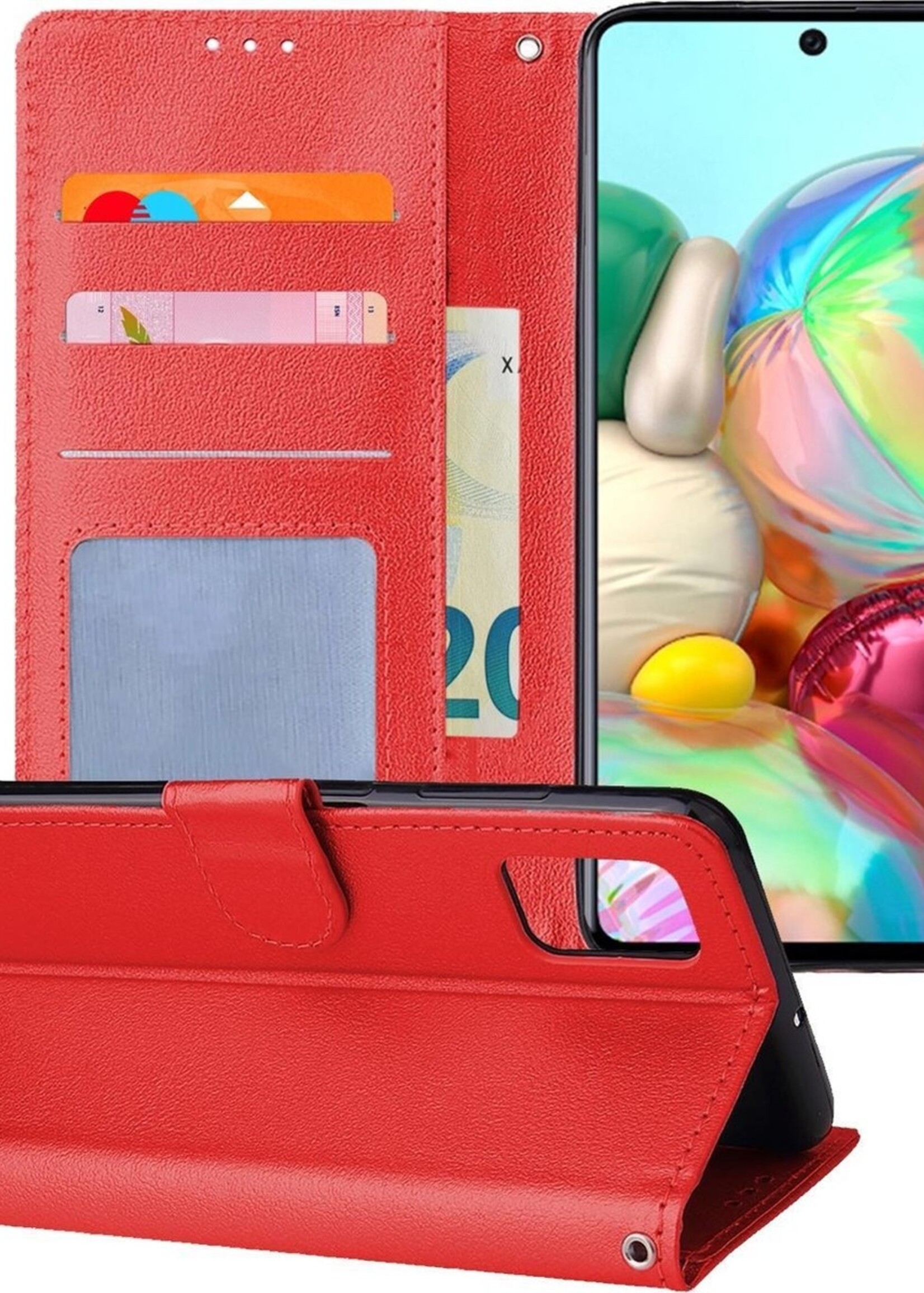 BTH Hoesje Geschikt voor Samsung A71 Hoesje Book Case Hoes Portemonnee Cover Walletcase - Hoes Geschikt voor Samsung Galaxy A71 Hoes Bookcase Hoesje - Rood