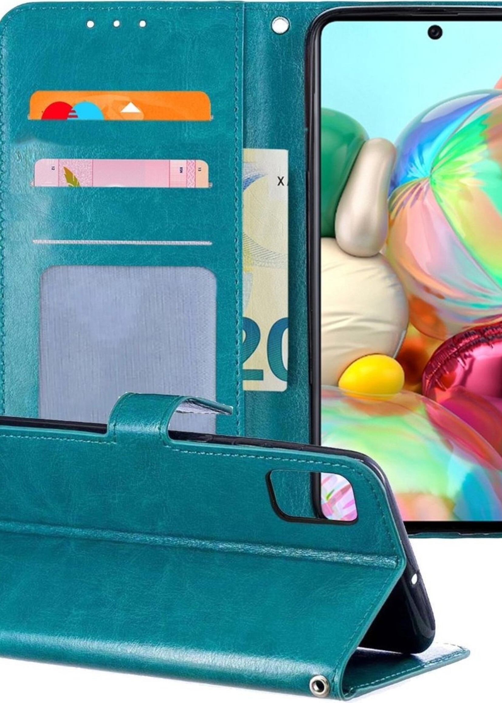 BTH Hoesje Geschikt voor Samsung A71 Hoesje Book Case Hoes Portemonnee Cover Walletcase - Hoes Geschikt voor Samsung Galaxy A71 Hoes Bookcase Hoesje - Turquoise