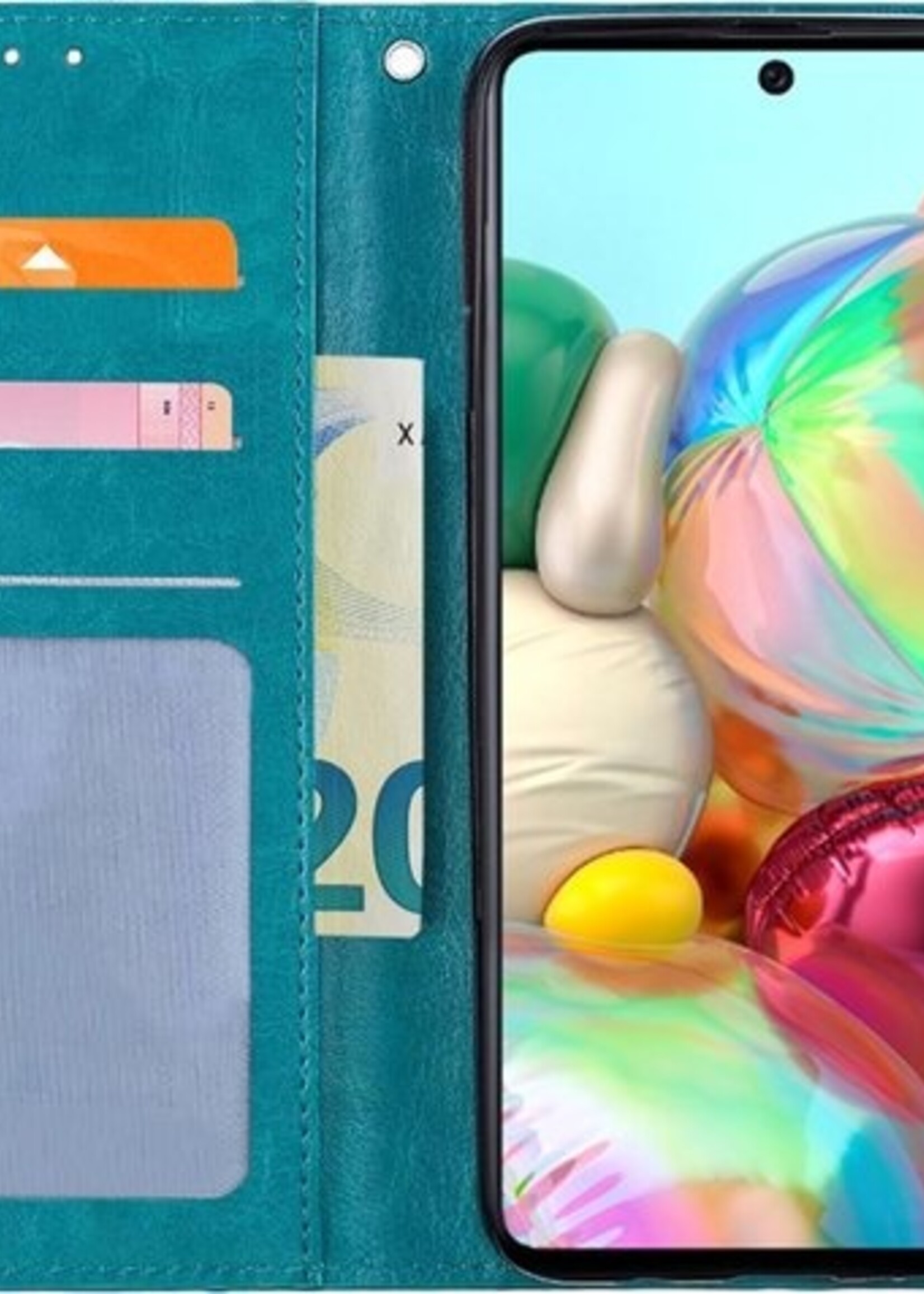 BTH Hoesje Geschikt voor Samsung A71 Hoesje Book Case Hoes Portemonnee Cover Walletcase - Hoes Geschikt voor Samsung Galaxy A71 Hoes Bookcase Hoesje - Turquoise