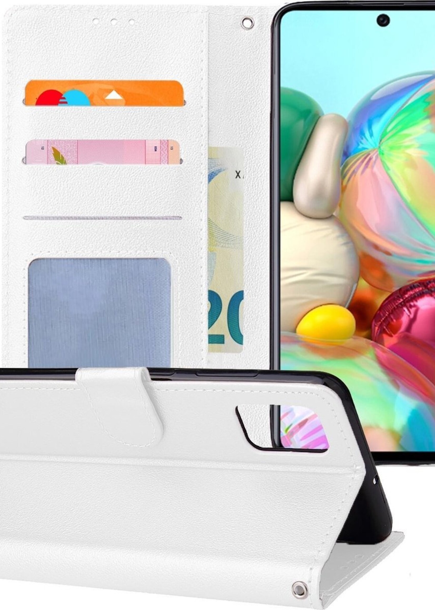 BTH Hoesje Geschikt voor Samsung A71 Hoesje Book Case Hoes Portemonnee Cover Walletcase - Hoes Geschikt voor Samsung Galaxy A71 Hoes Bookcase Hoesje - Wit