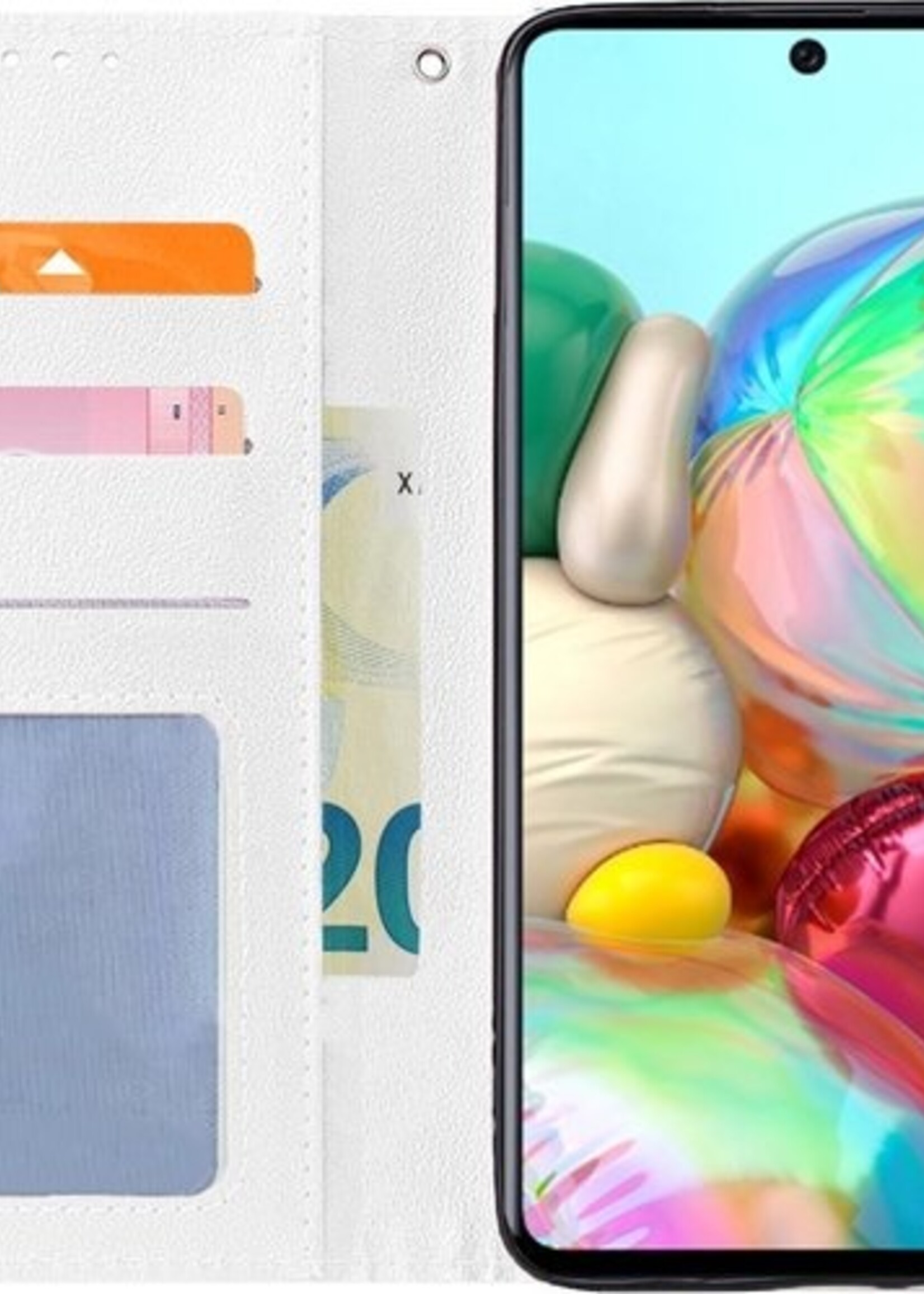 BTH Hoesje Geschikt voor Samsung A71 Hoesje Book Case Hoes Portemonnee Cover Walletcase - Hoes Geschikt voor Samsung Galaxy A71 Hoes Bookcase Hoesje - Wit