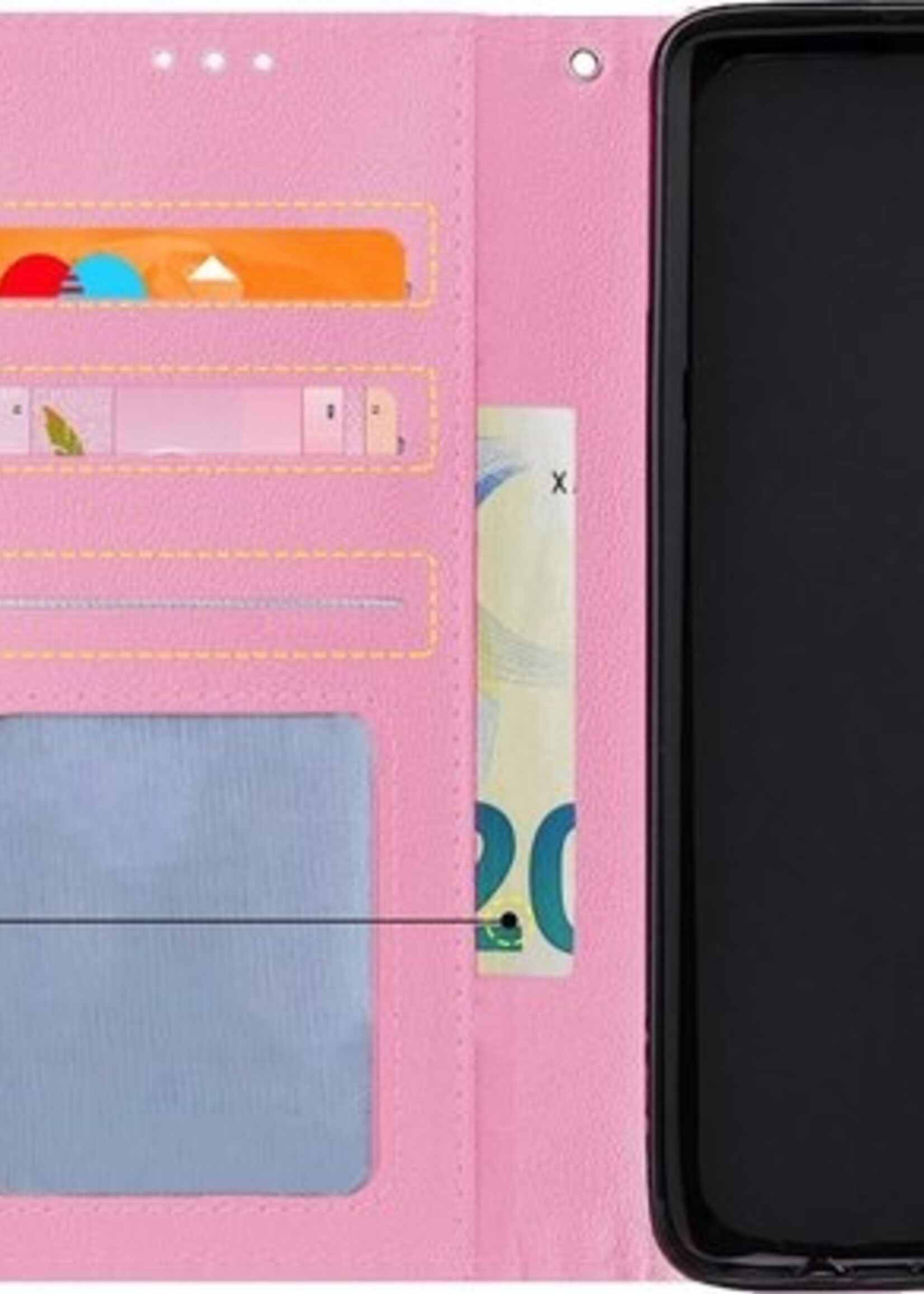 BTH Hoesje Geschikt voor Samsung A71 Hoesje Book Case Hoes Portemonnee Cover Walletcase - Hoes Geschikt voor Samsung Galaxy A71 Hoes Bookcase Hoesje - Roze
