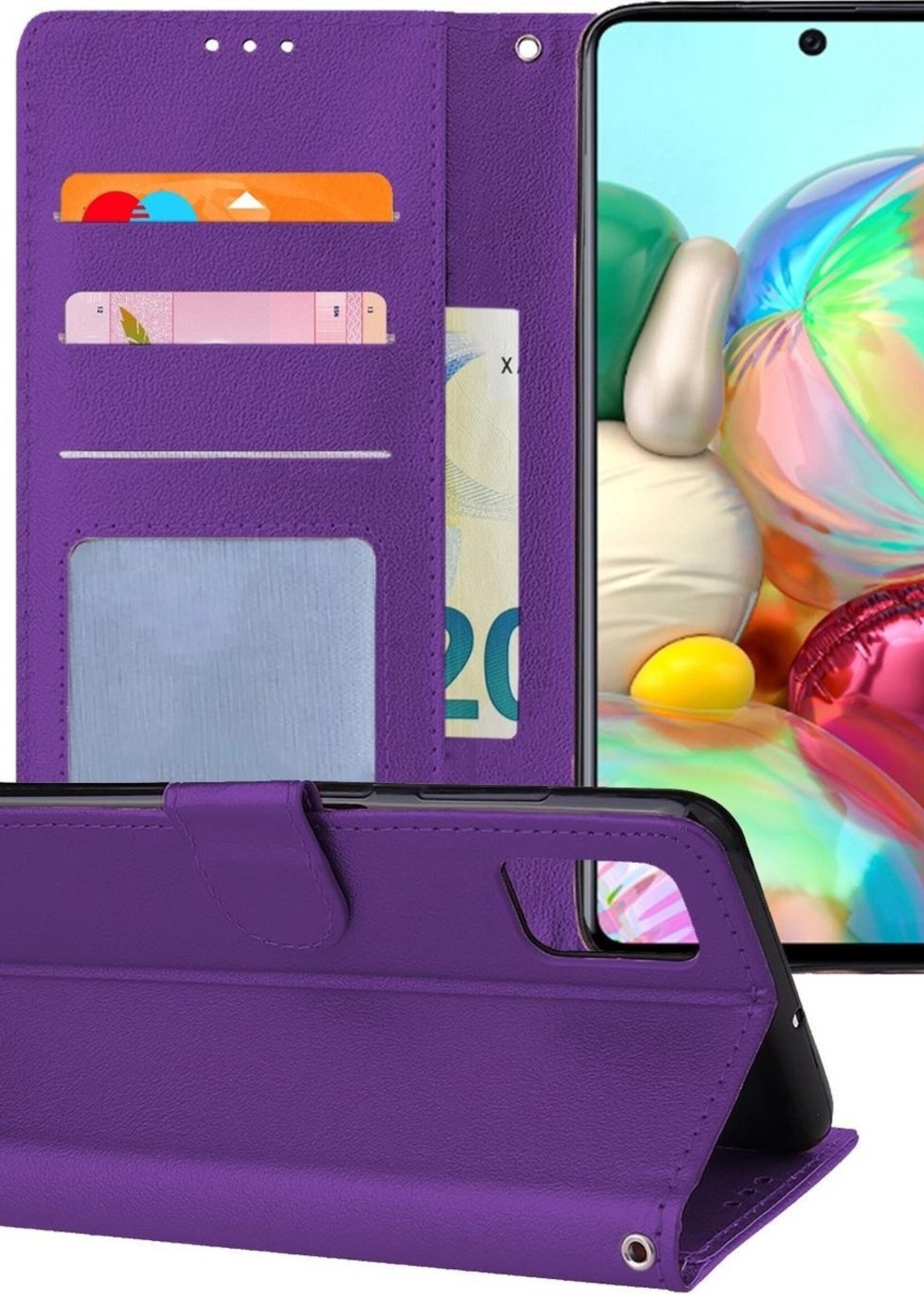 BTH Hoesje Geschikt voor Samsung A71 Hoesje Book Case Hoes Portemonnee Cover Walletcase - Hoes Geschikt voor Samsung Galaxy A71 Hoes Bookcase Hoesje - Paars