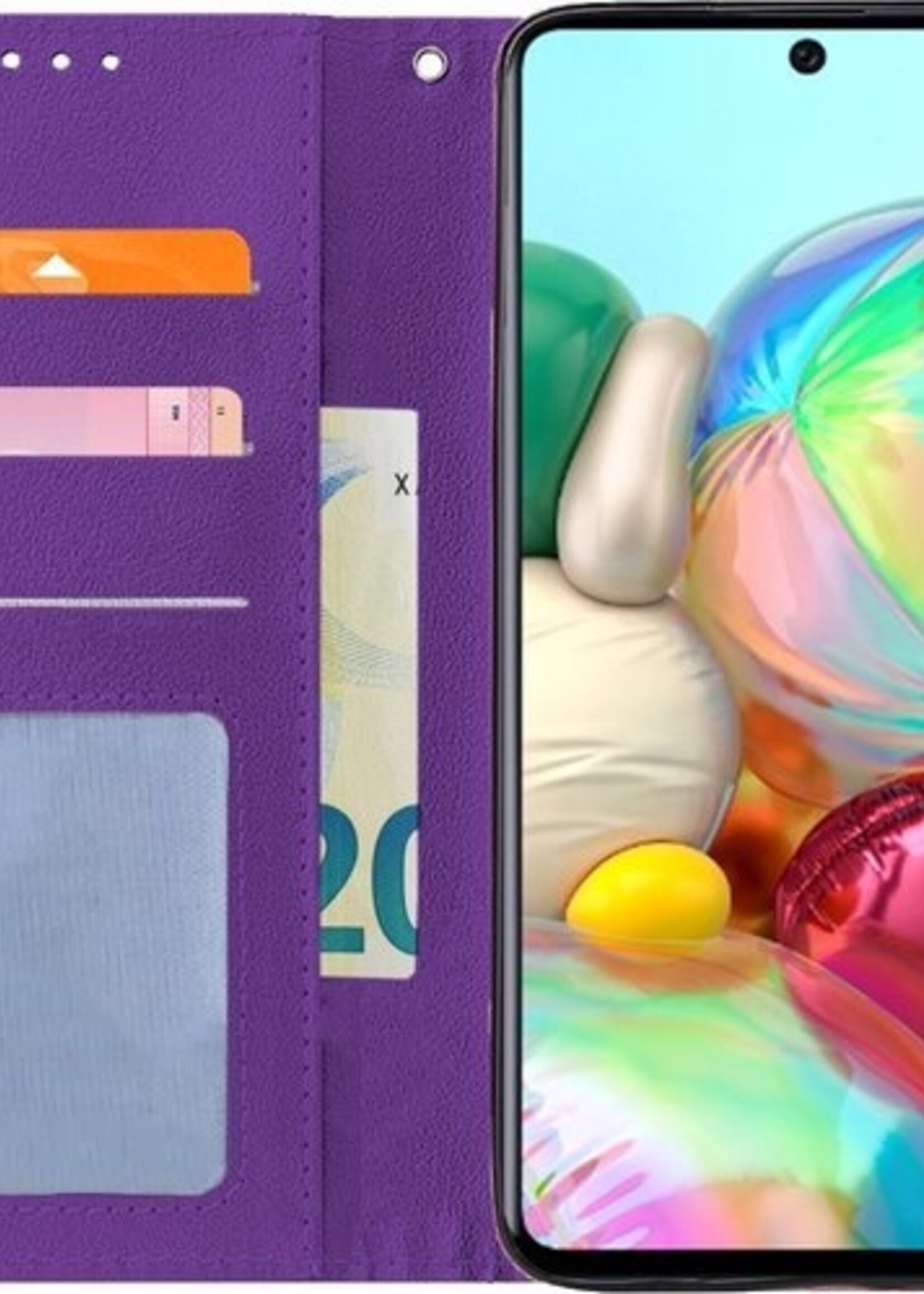 BTH Hoesje Geschikt voor Samsung A71 Hoesje Book Case Hoes Portemonnee Cover Walletcase - Hoes Geschikt voor Samsung Galaxy A71 Hoes Bookcase Hoesje - Paars