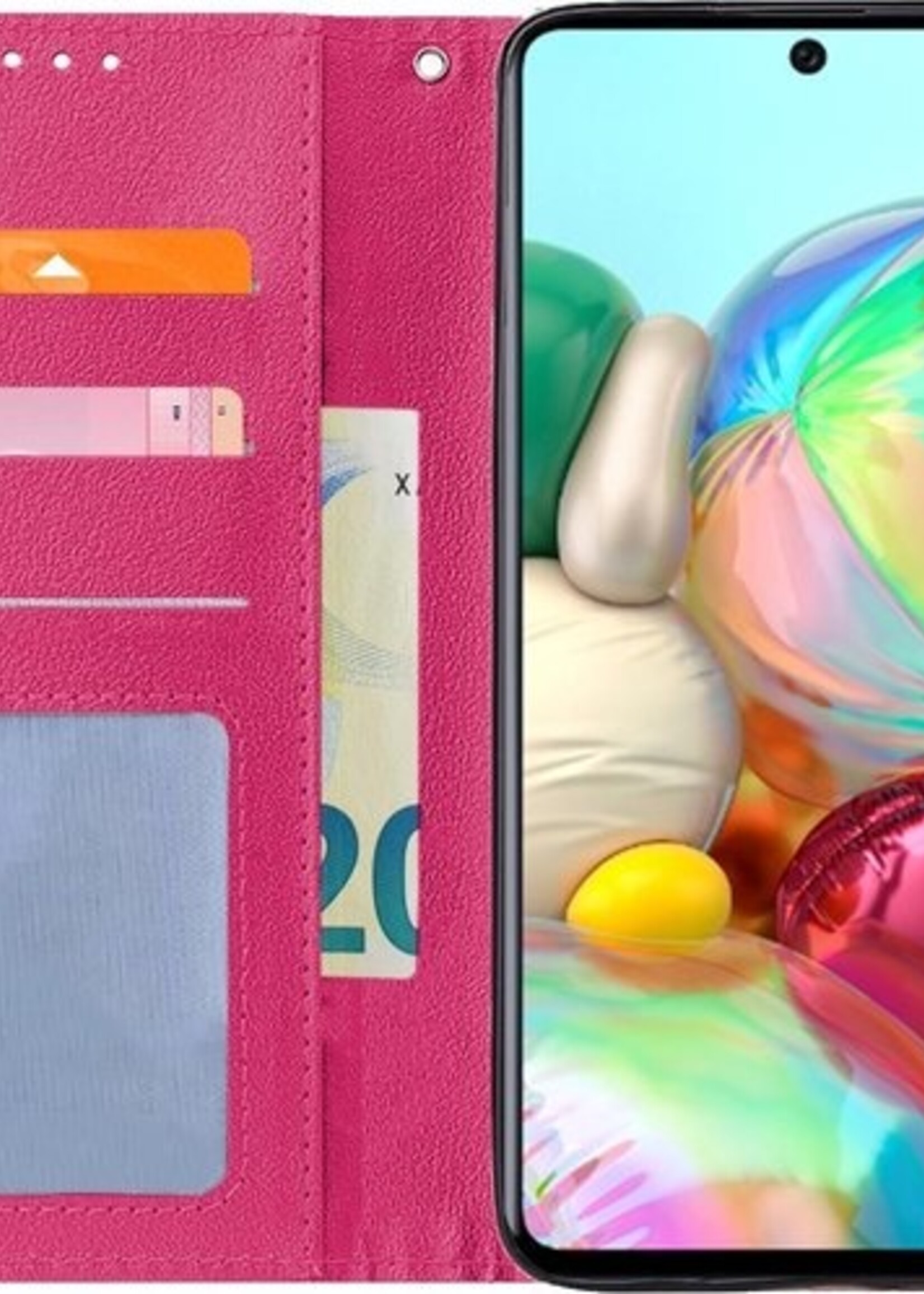 BTH Hoesje Geschikt voor Samsung A71 Hoesje Book Case Hoes Portemonnee Cover Walletcase - Hoes Geschikt voor Samsung Galaxy A71 Hoes Bookcase Hoesje - Roze