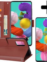 BTH BTH Samsung Galaxy A51 Hoesje Bookcase Bruin Met Screenprotector