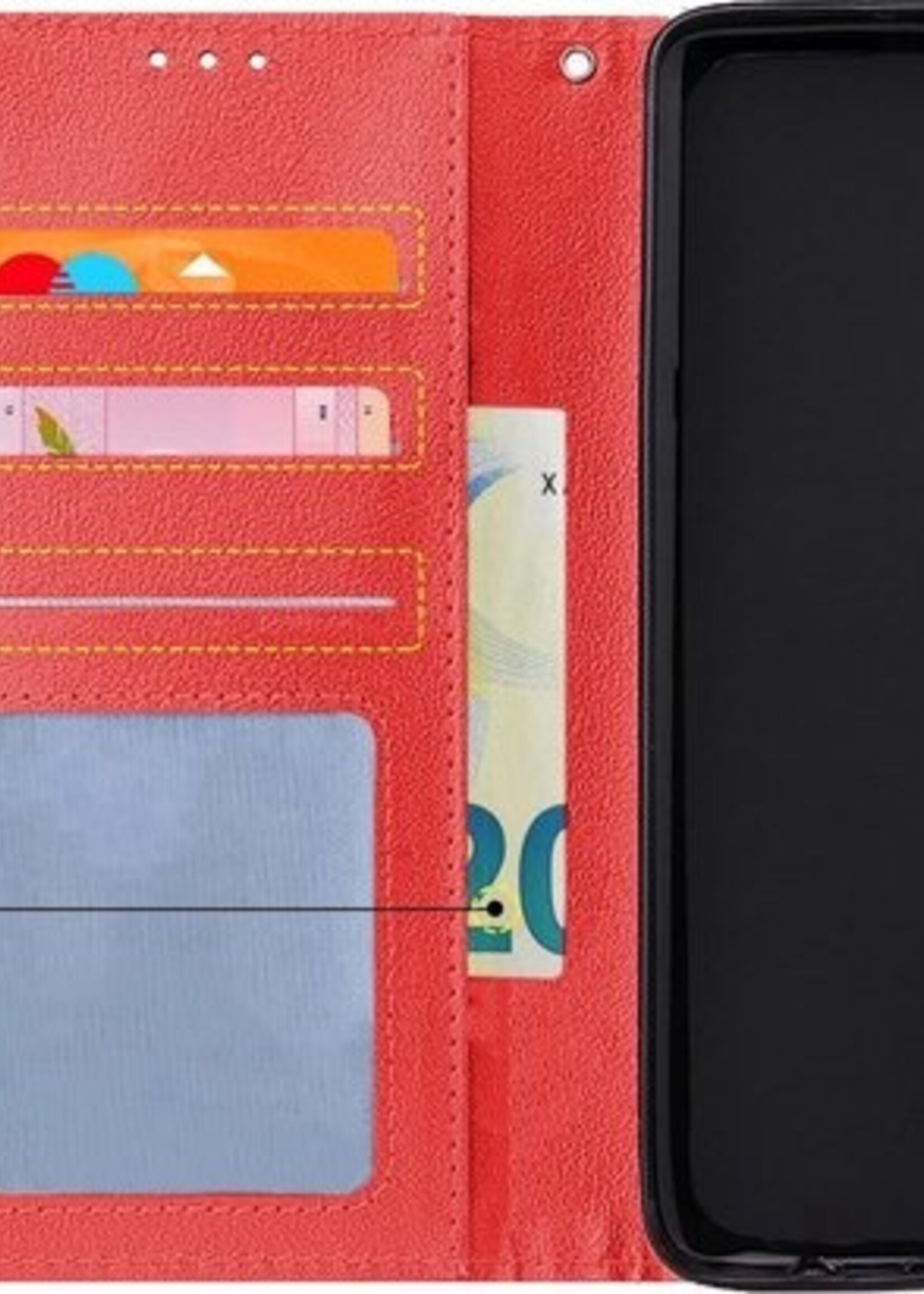 BTH Hoesje Geschikt voor Samsung A51 Hoesje Book Case Hoes Portemonnee Cover Walletcase Met Screenprotector - Hoes Geschikt voor Samsung Galaxy A51 Hoes Bookcase Hoesje - Rood