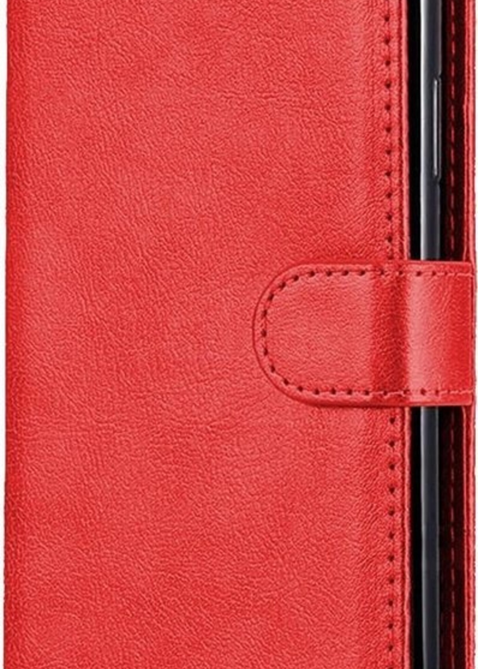 BTH Hoesje Geschikt voor Samsung A51 Hoesje Book Case Hoes Portemonnee Cover Walletcase Met Screenprotector - Hoes Geschikt voor Samsung Galaxy A51 Hoes Bookcase Hoesje - Rood