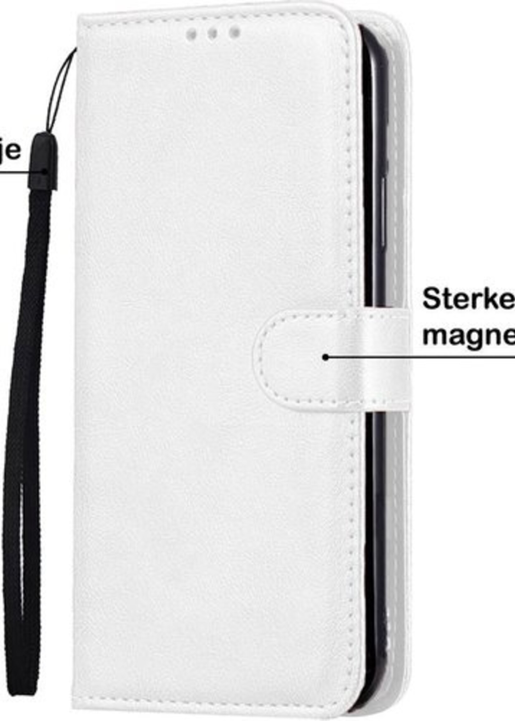 BTH Hoesje Geschikt voor Samsung A51 Hoesje Book Case Hoes Portemonnee Cover Walletcase Met Screenprotector - Hoes Geschikt voor Samsung Galaxy A51 Hoes Bookcase Hoesje - Wit