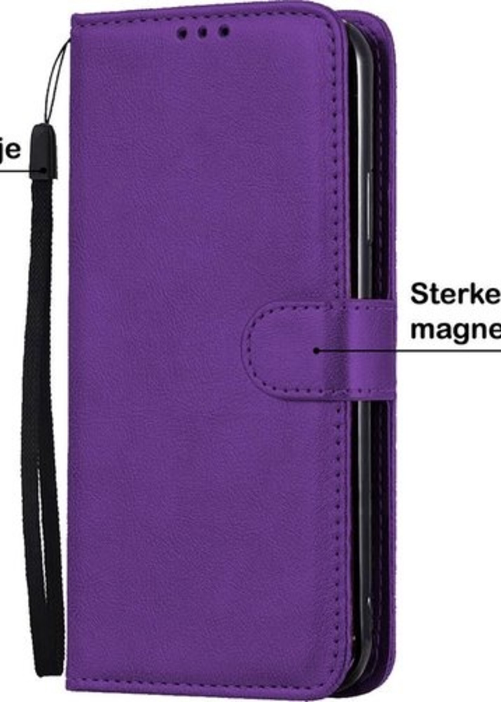 BTH Hoesje Geschikt voor Samsung A51 Hoesje Book Case Hoes Portemonnee Cover Walletcase Met Screenprotector - Hoes Geschikt voor Samsung Galaxy A51 Hoes Bookcase Hoesje - Paars