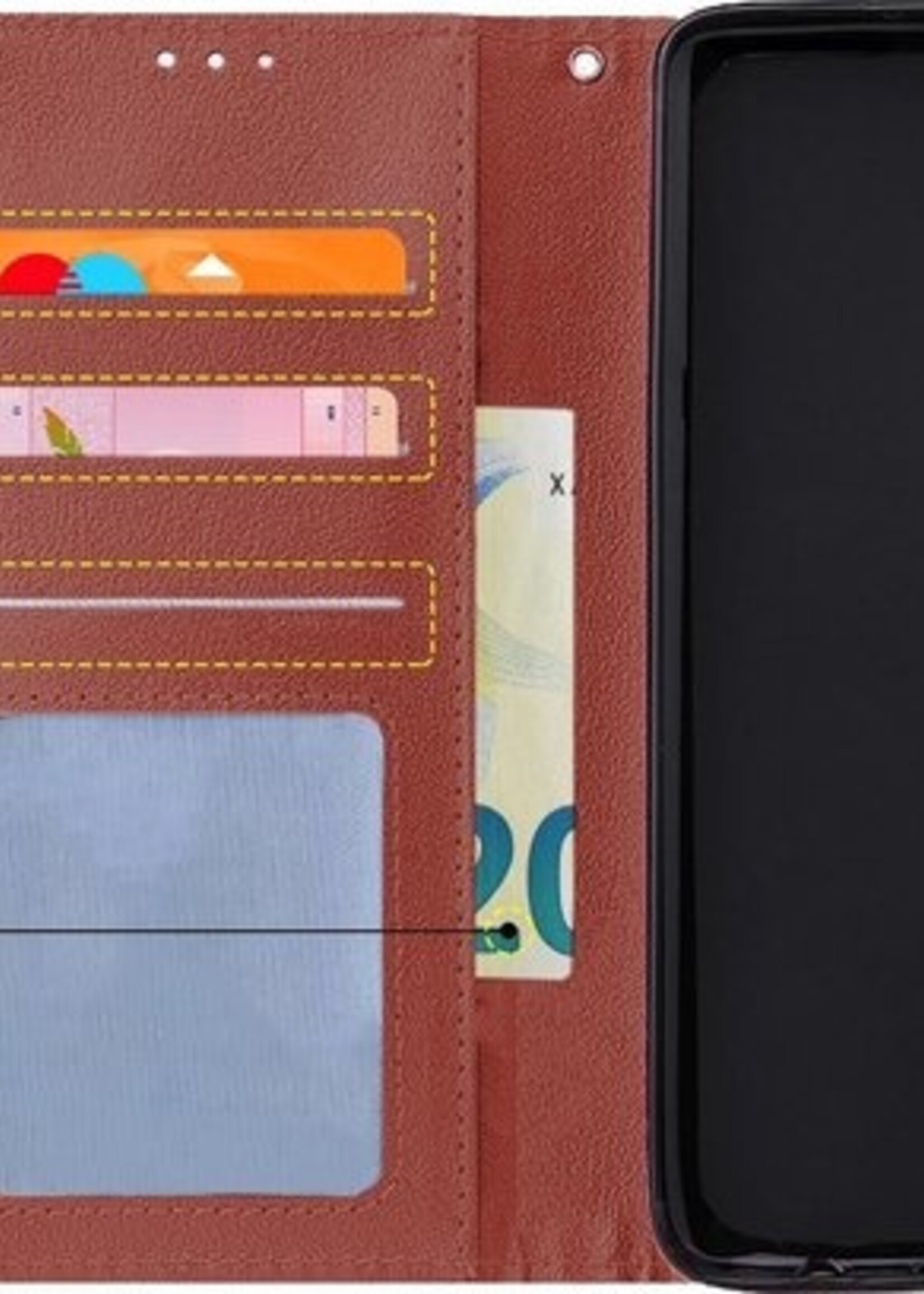 BTH Hoesje Geschikt voor Samsung A71 Hoesje Book Case Hoes Portemonnee Cover Walletcase Met Screenprotector - Hoes Geschikt voor Samsung Galaxy A71 Hoes Bookcase Hoesje - Bruin