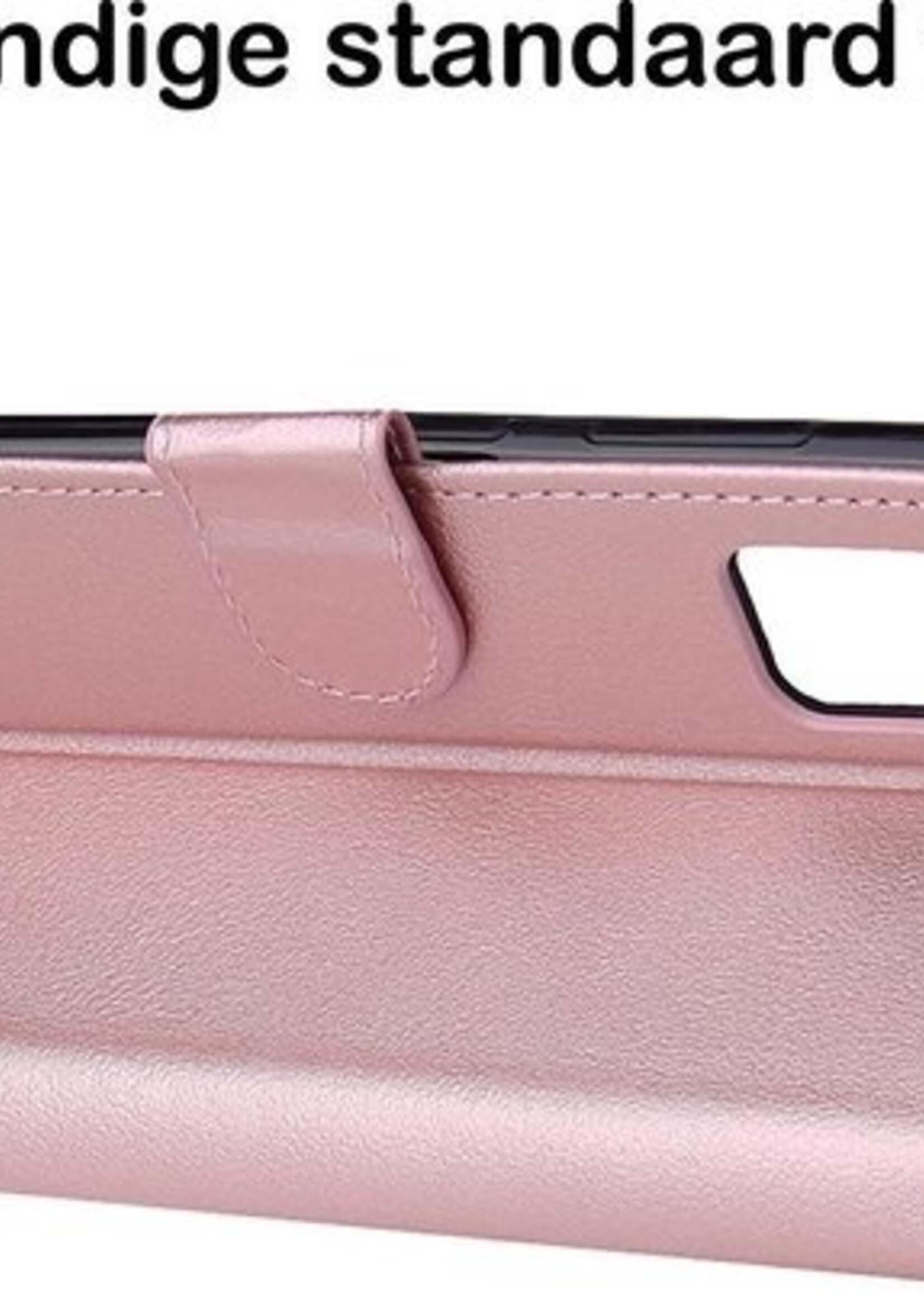 BTH Hoesje Geschikt voor Samsung A71 Hoesje Book Case Hoes Portemonnee Cover Walletcase Met Screenprotector - Hoes Geschikt voor Samsung Galaxy A71 Hoes Bookcase Hoesje - Rosé goud