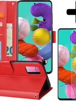 BTH BTH Samsung Galaxy A51 Hoesje Bookcase Rood Met 2x Screenprotector
