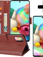 BTH BTH Samsung Galaxy A71 Hoesje Bookcase Bruin Met 2x Screenprotector