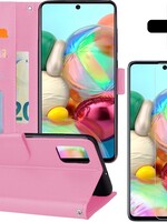 BTH BTH Samsung Galaxy A71 Hoesje Bookcase Lichtroze Met 2x Screenprotector