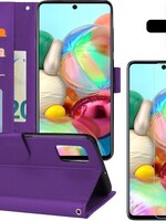 BTH BTH Samsung Galaxy A71 Hoesje Bookcase Paars Met 2x Screenprotector