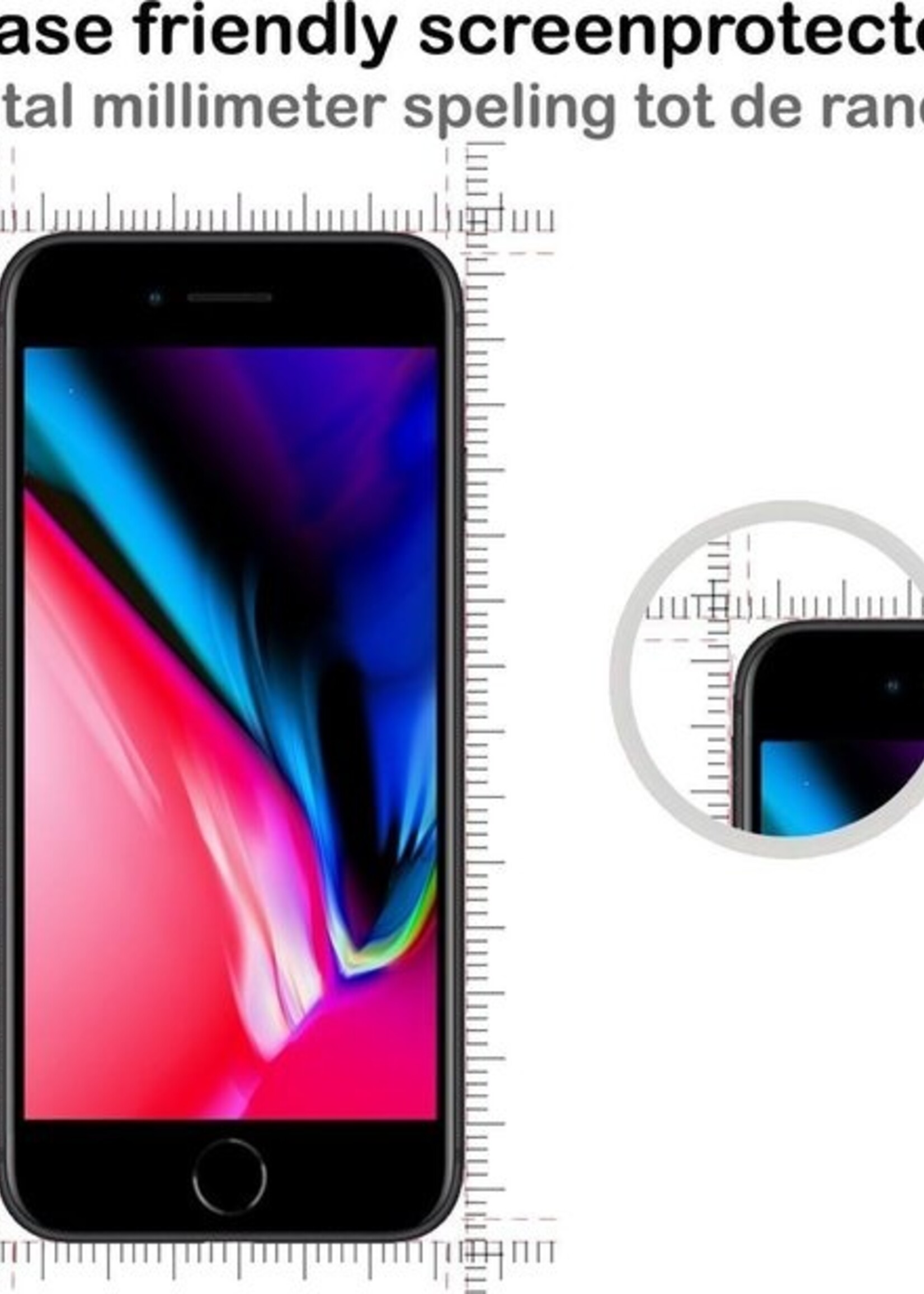 BTH Screenprotector Geschikt voor iPhone 8 Plus Screenprotector Glas Gehard Tempered Glass Full Cover - Screenprotector Geschikt voor iPhone 8 Plus Screen Protector Screen Cover