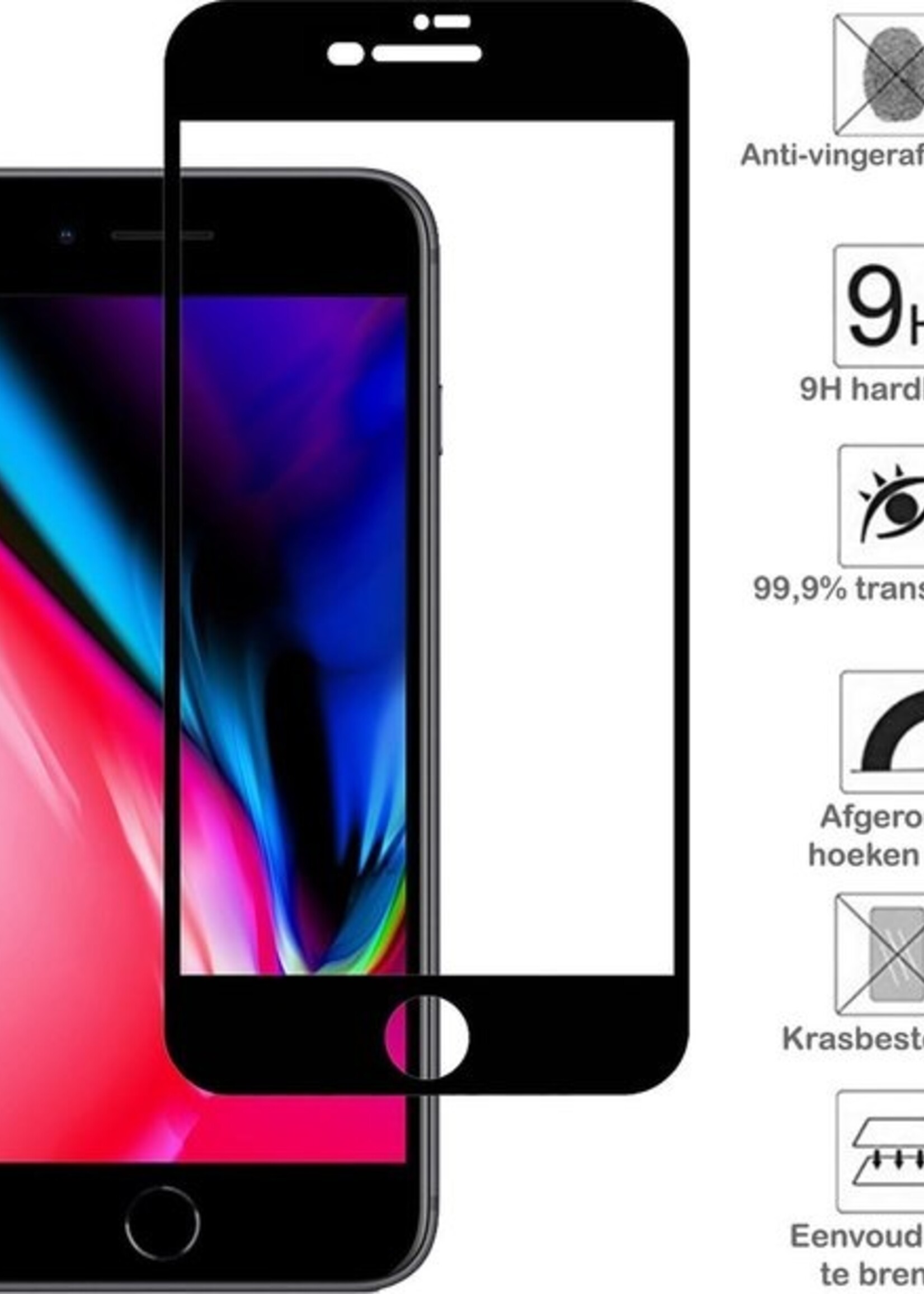 BTH Screenprotector Geschikt voor iPhone 8 Plus Screenprotector Glas Gehard Tempered Glass Full Cover - Screenprotector Geschikt voor iPhone 8 Plus Screen Protector Screen Cover