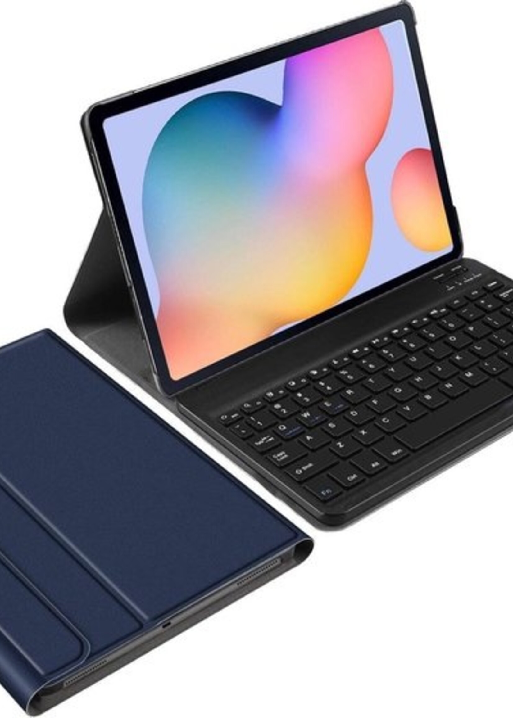 BTH Hoes Geschikt voor Samsung Galaxy Tab S6 Lite Hoes Toetsenbord Hoesje Keyboard Case Cover - Hoesje Geschikt voor Samsung Tab S6 Lite Hoes Toetsenbord Case - Blauw