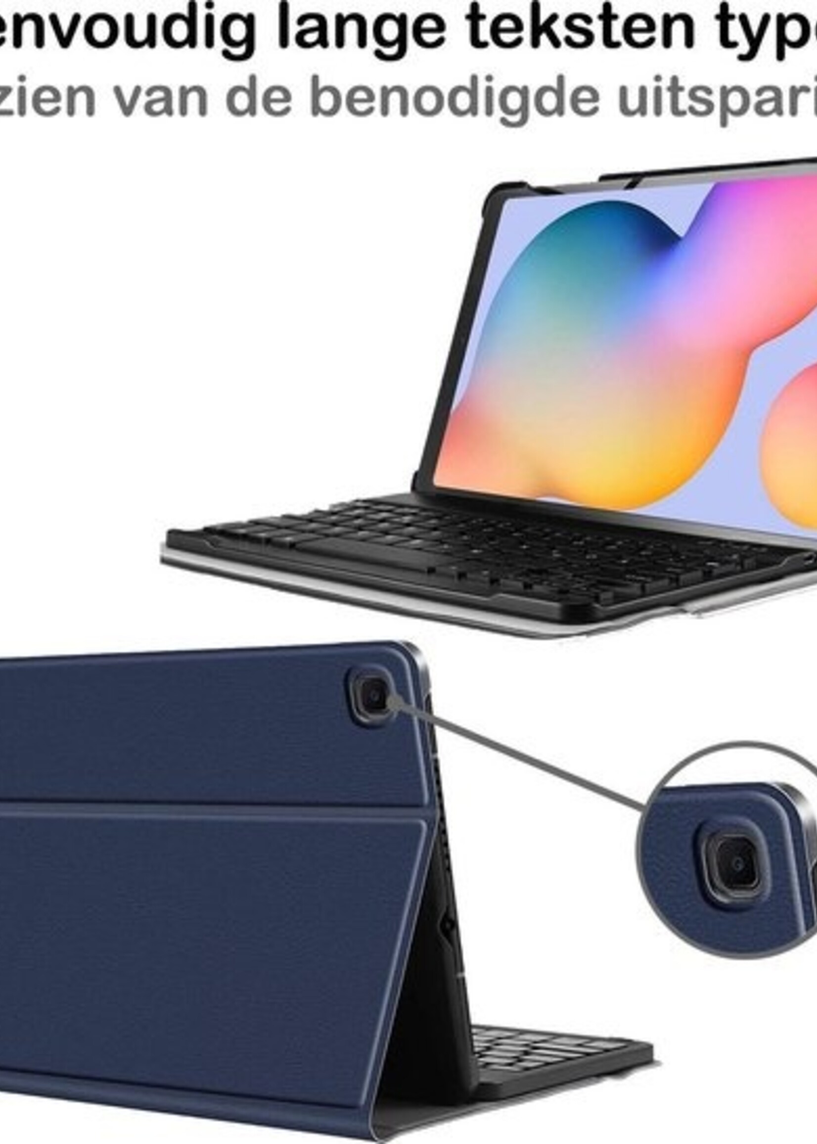 BTH Hoes Geschikt voor Samsung Galaxy Tab S6 Lite Hoes Toetsenbord Hoesje Keyboard Case Cover - Hoesje Geschikt voor Samsung Tab S6 Lite Hoes Toetsenbord Case - Blauw