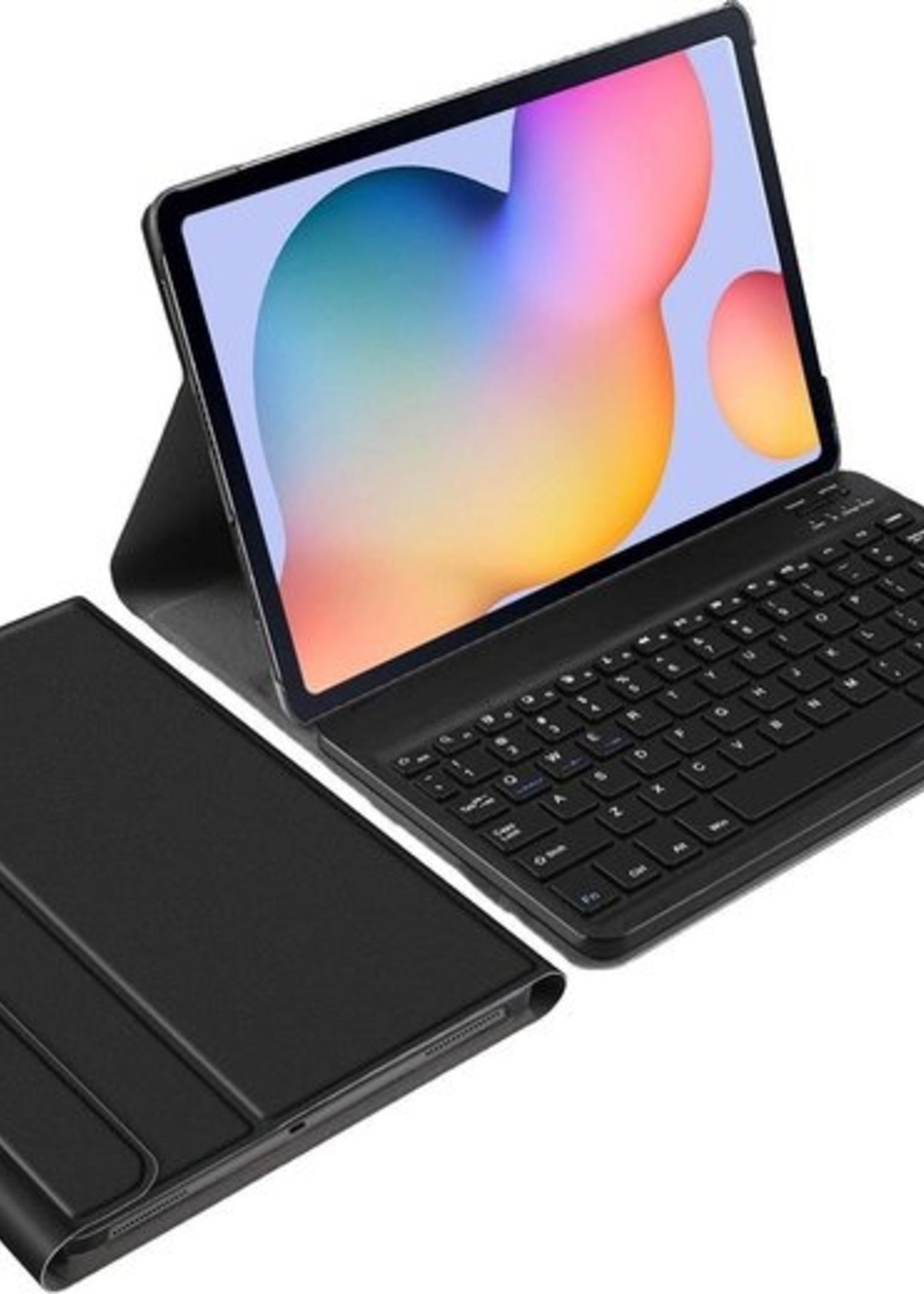 BTH Hoes Geschikt voor Samsung Galaxy Tab S6 Lite Hoes Toetsenbord Hoesje Keyboard Case Cover Met Screenprotector - Hoesje Geschikt voor Samsung Tab S6 Lite Hoes Toetsenbord Case - Zwart