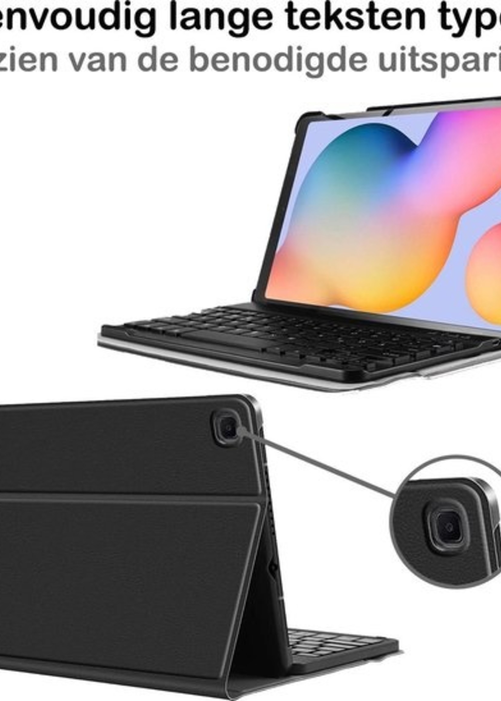 BTH Hoes Geschikt voor Samsung Galaxy Tab S6 Lite Hoes Toetsenbord Hoesje Keyboard Case Cover Met Screenprotector - Hoesje Geschikt voor Samsung Tab S6 Lite Hoes Toetsenbord Case - Zwart