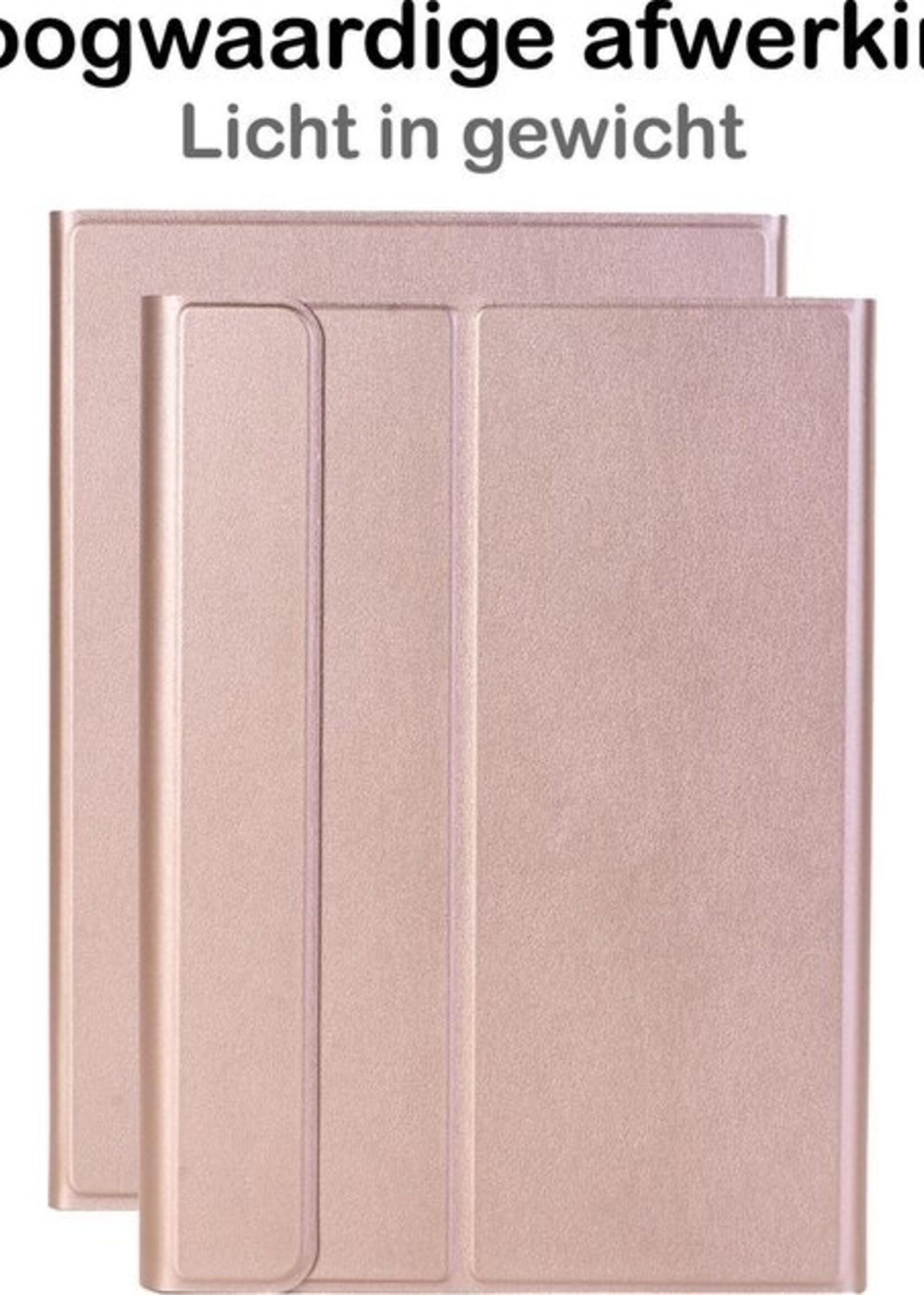 BTH Hoes Geschikt voor Samsung Galaxy Tab S6 Lite Hoes Toetsenbord Hoesje Keyboard Case Cover Met Screenprotector - Hoesje Geschikt voor Samsung Tab S6 Lite Hoes Toetsenbord Case - Rosé goud