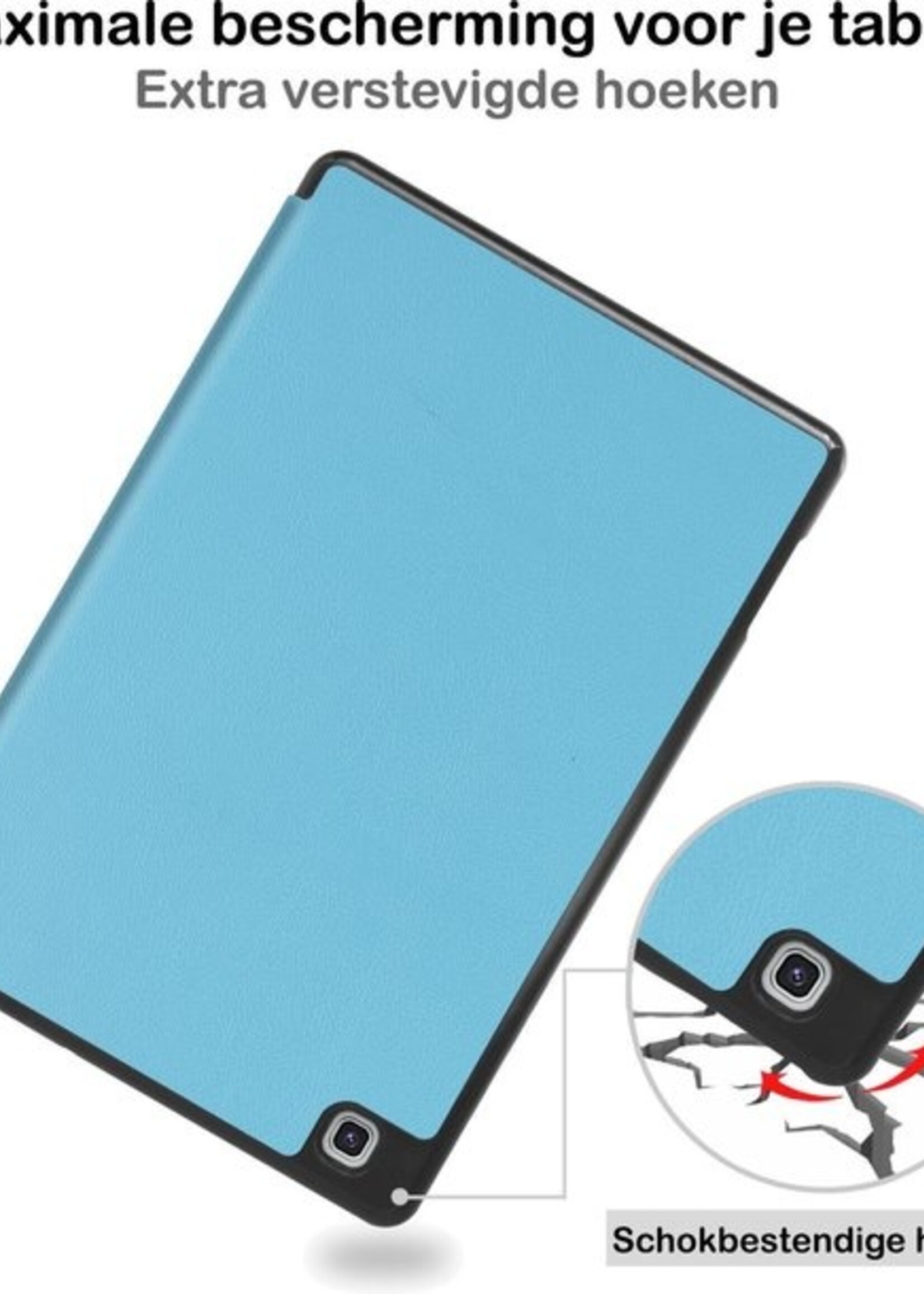 BTH Hoes Geschikt voor Samsung Galaxy Tab S6 Lite Hoes Book Case Hoesje Trifold Cover Met Uitsparing Geschikt voor S Pen - Hoesje Geschikt voor Samsung Tab S6 Lite Hoesje Bookcase - Blauw