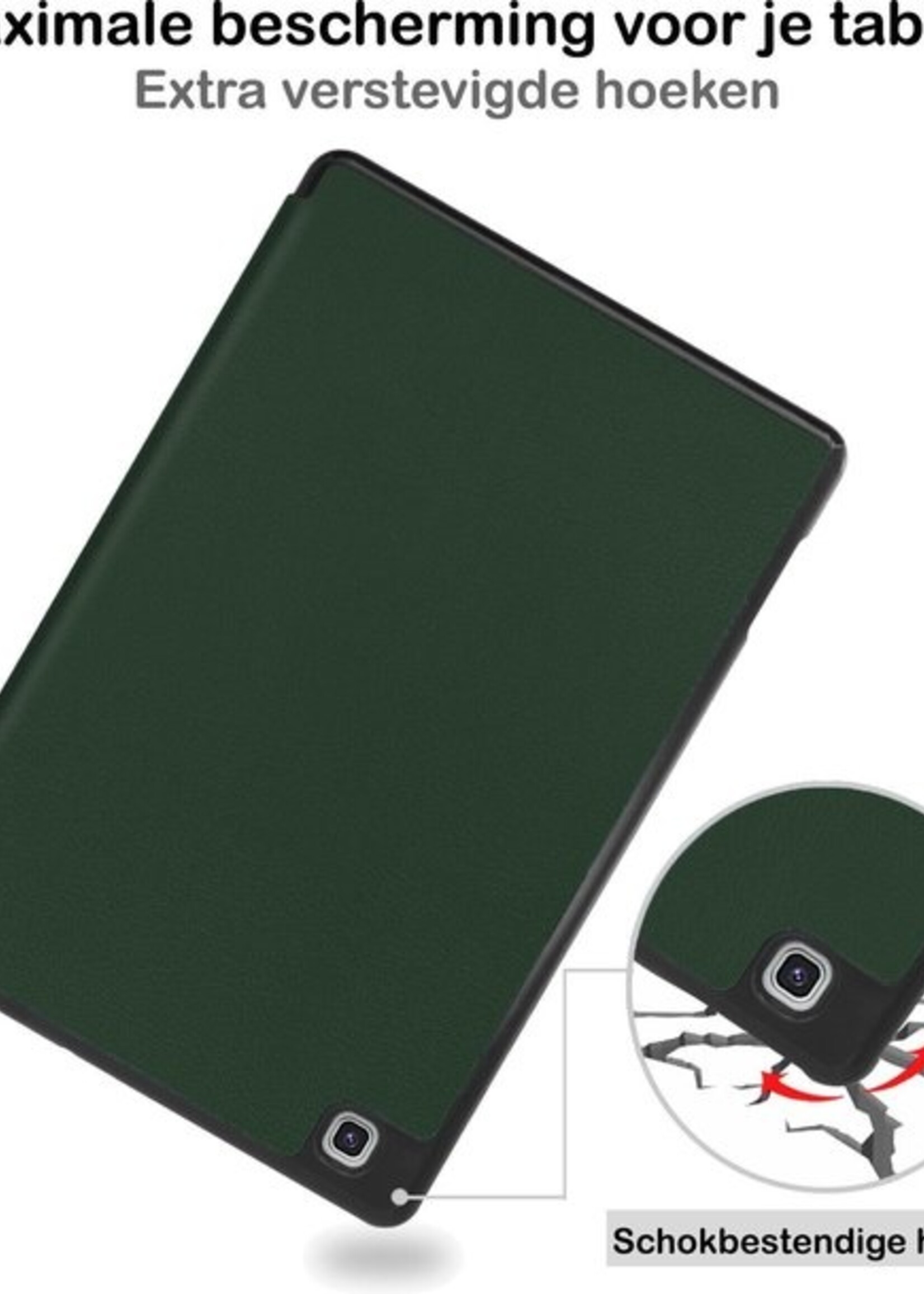 BTH Hoes Geschikt voor Samsung Galaxy Tab S6 Lite Hoes Book Case Hoesje Trifold Cover Met Uitsparing Geschikt voor S Pen - Hoesje Geschikt voor Samsung Tab S6 Lite Hoesje Bookcase - Groen