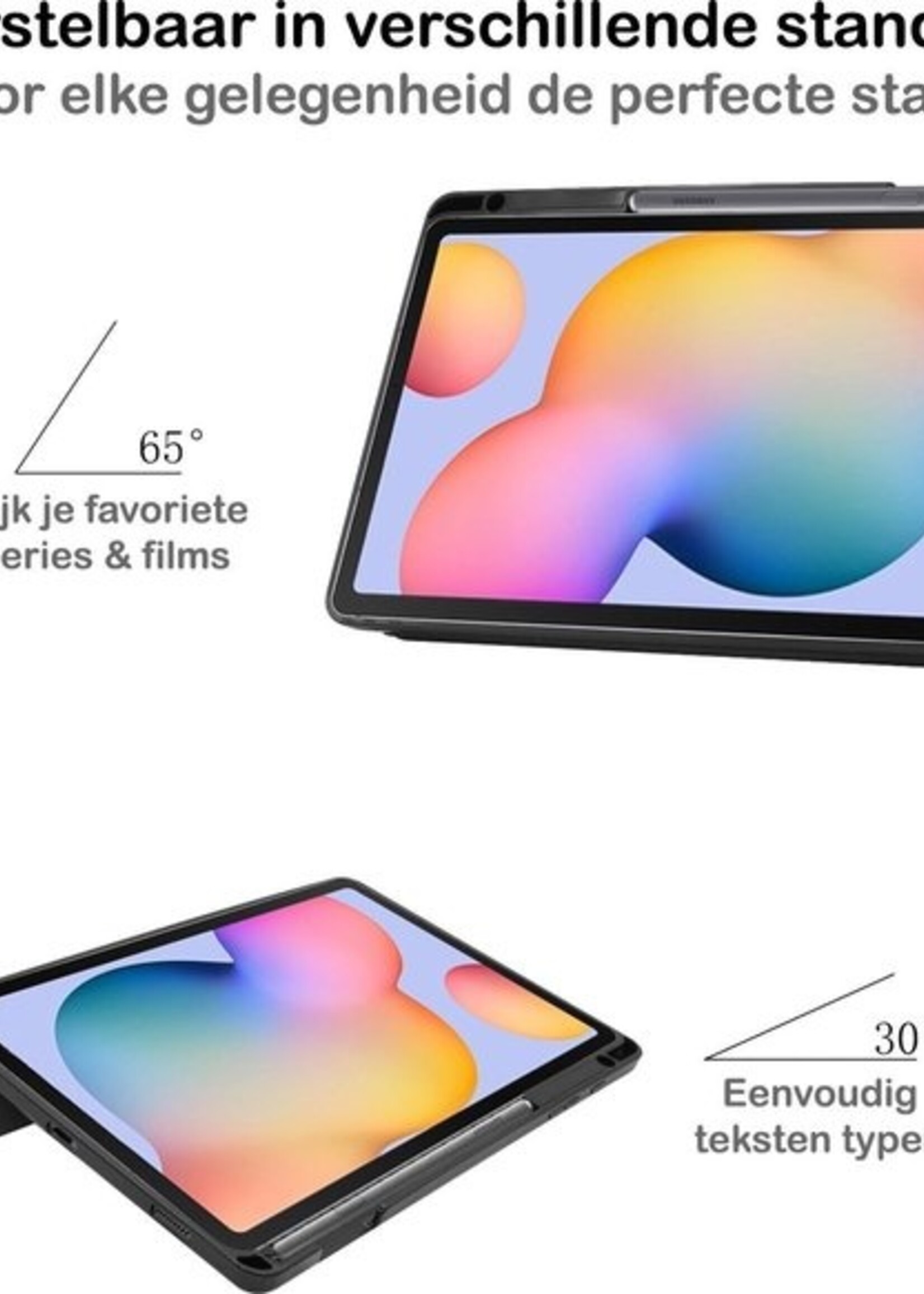 BTH Hoes Geschikt voor Samsung Galaxy Tab S6 Lite Hoes Book Case Hoesje Trifold Cover Met Uitsparing Geschikt voor S Pen - Hoesje Geschikt voor Samsung Tab S6 Lite Hoesje Bookcase - Groen