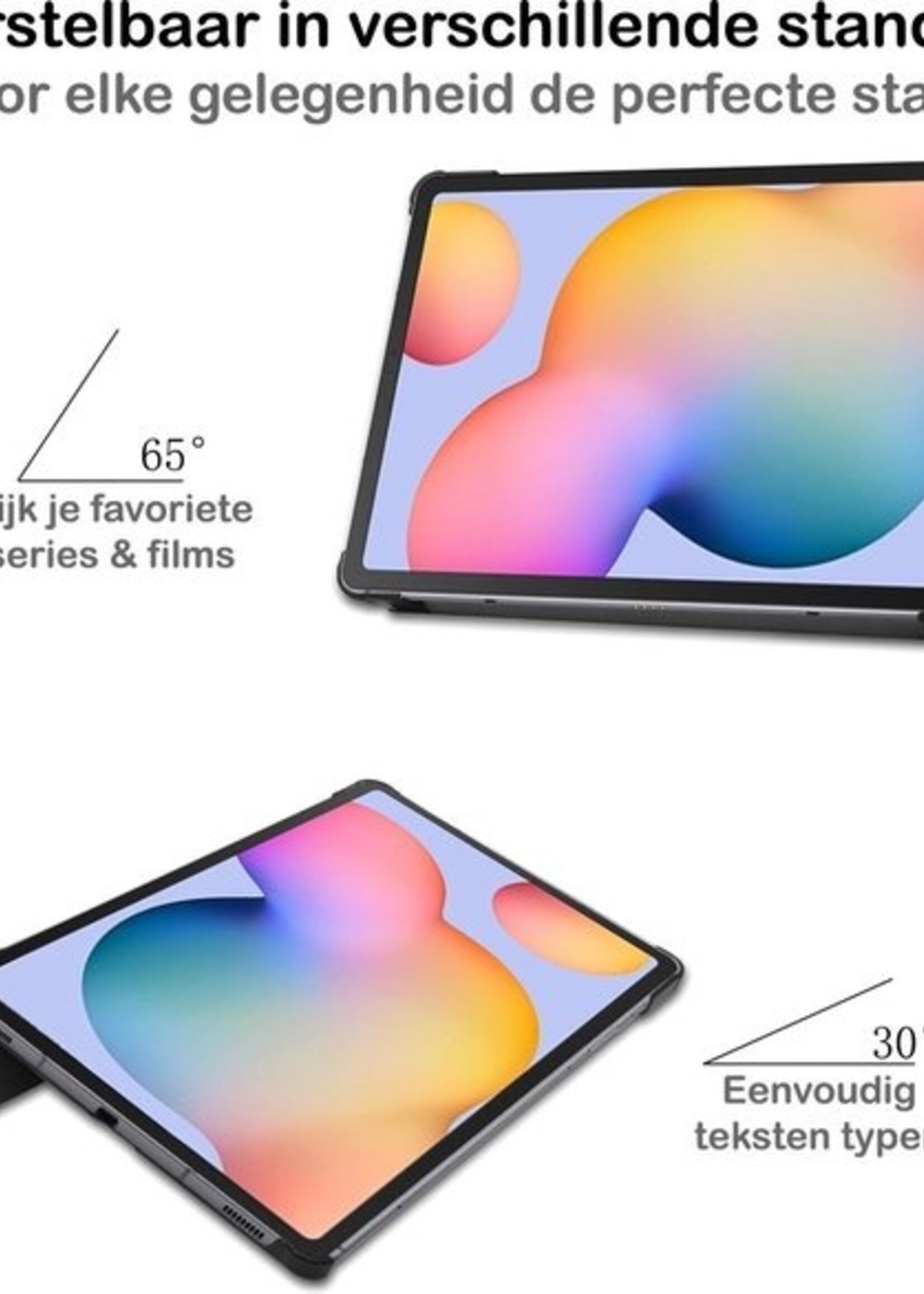 BTH Hoes Geschikt voor Samsung Galaxy Tab S6 Lite Hoes Book Case Hoesje Trifold Cover Met Screenprotector - Hoesje Geschikt voor Samsung Tab S6 Lite Hoesje Bookcase - Paars