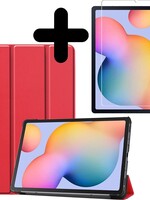 BTH BTH Samsung Galaxy Tab S6 Lite Hoesje met Screenprotector - Rood