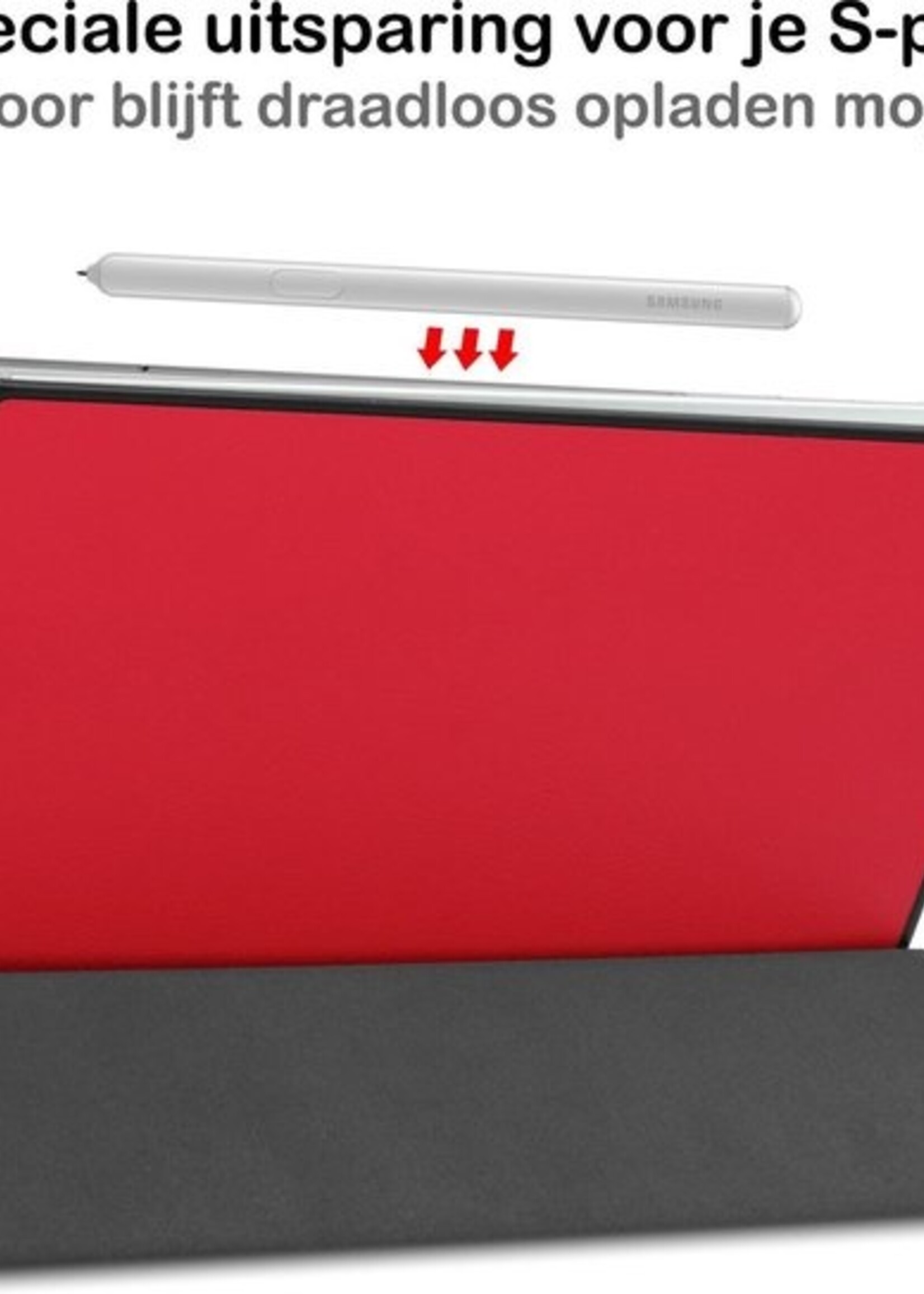 BTH Hoes Geschikt voor Samsung Galaxy Tab S6 Lite Hoes Book Case Hoesje Trifold Cover Met Screenprotector - Hoesje Geschikt voor Samsung Tab S6 Lite Hoesje Bookcase - Rood