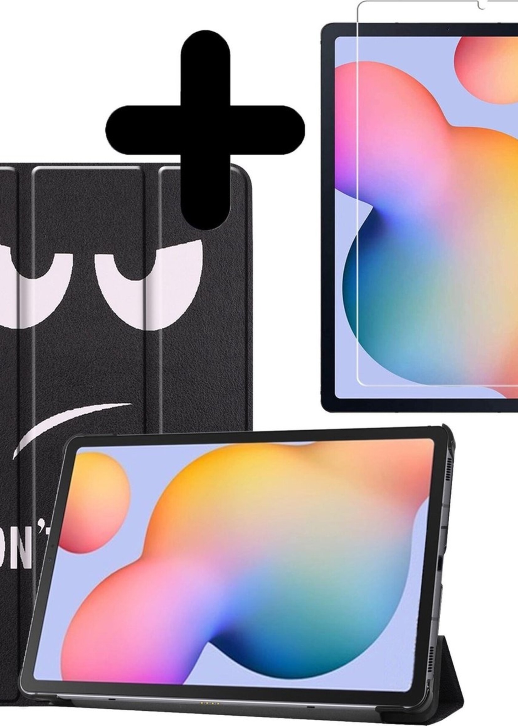 BTH Hoes Geschikt voor Samsung Galaxy Tab S6 Lite Hoes Book Case Hoesje Trifold Cover Met Screenprotector - Hoesje Geschikt voor Samsung Tab S6 Lite Hoesje Bookcase - Don't Touch Me