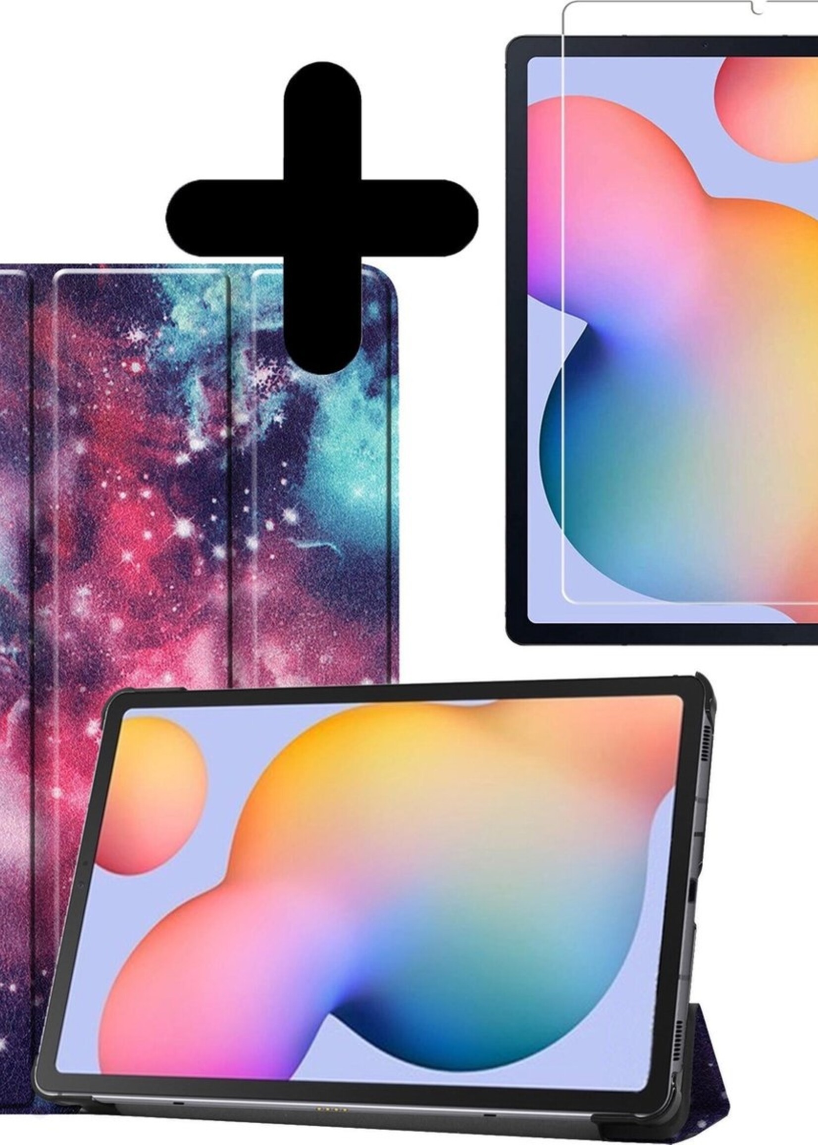 BTH Hoes Geschikt voor Samsung Galaxy Tab S6 Lite Hoes Book Case Hoesje Trifold Cover Met Screenprotector - Hoesje Geschikt voor Samsung Tab S6 Lite Hoesje Bookcase - Galaxy
