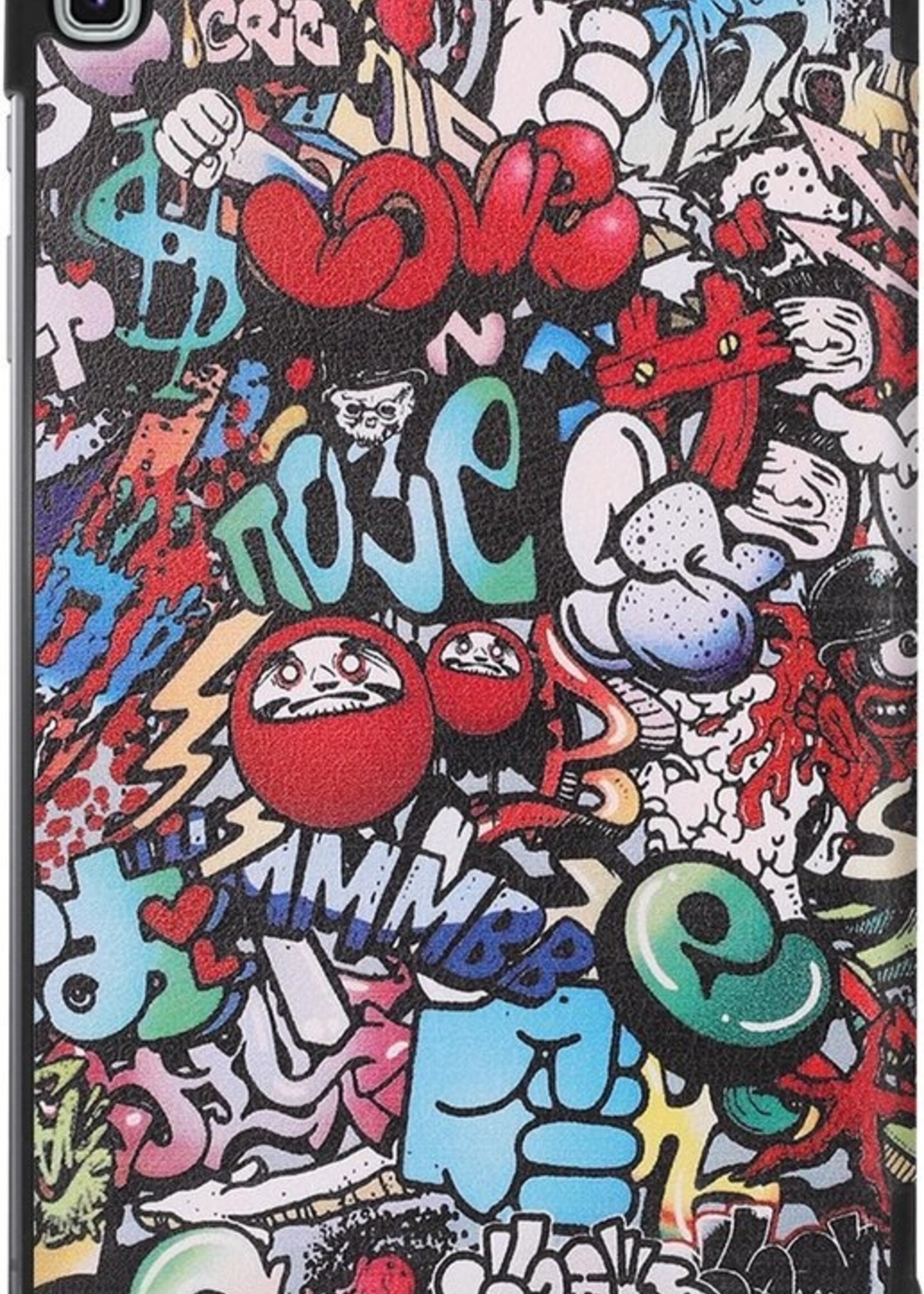 BTH Hoes Geschikt voor Samsung Galaxy Tab S6 Lite Hoes Book Case Hoesje Trifold Cover Met Screenprotector - Hoesje Geschikt voor Samsung Tab S6 Lite Hoesje Bookcase - Graffity