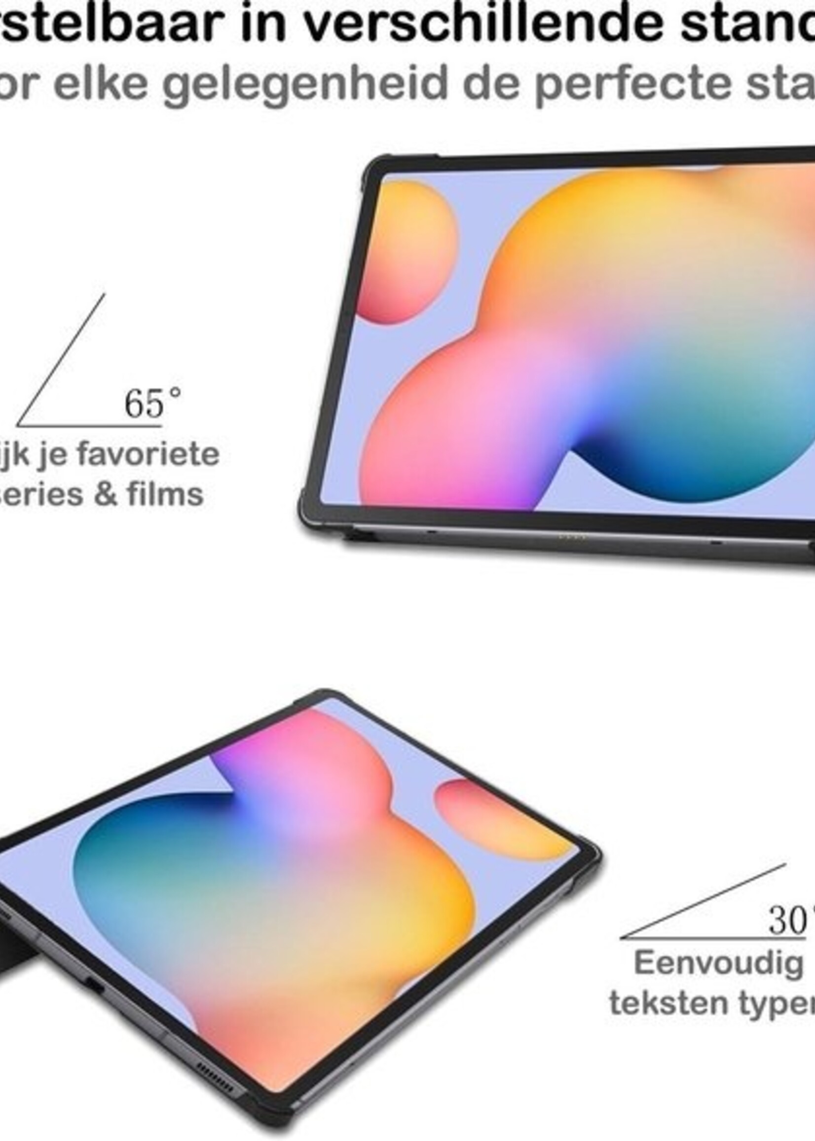BTH Hoes Geschikt voor Samsung Galaxy Tab S6 Lite Hoes Book Case Hoesje Trifold Cover Met Screenprotector - Hoesje Geschikt voor Samsung Tab S6 Lite Hoesje Bookcase - Graffity