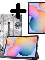 BTH BTH Samsung Galaxy Tab S6 Lite Hoesje met Screenprotector - Eiffeltoren
