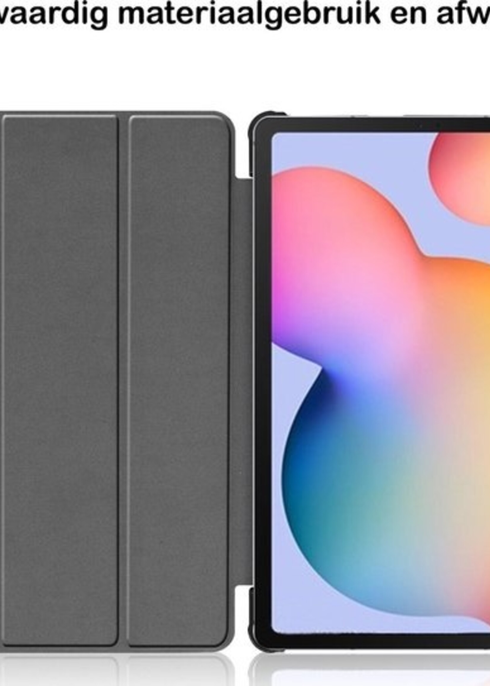 BTH Hoes Geschikt voor Samsung Galaxy Tab S6 Lite Hoes Book Case Hoesje Trifold Cover Met Screenprotector - Hoesje Geschikt voor Samsung Tab S6 Lite Hoesje Bookcase - Donkergroen