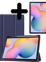 BTH BTH Samsung Galaxy Tab S6 Lite Hoesje Met Uitsparing S Pen en Screenprotector - Donkerblauw