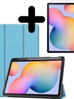 BTH BTH Samsung Galaxy Tab S6 Lite Hoesje Met Uitsparing S Pen en Screenprotector - Lichtblauw