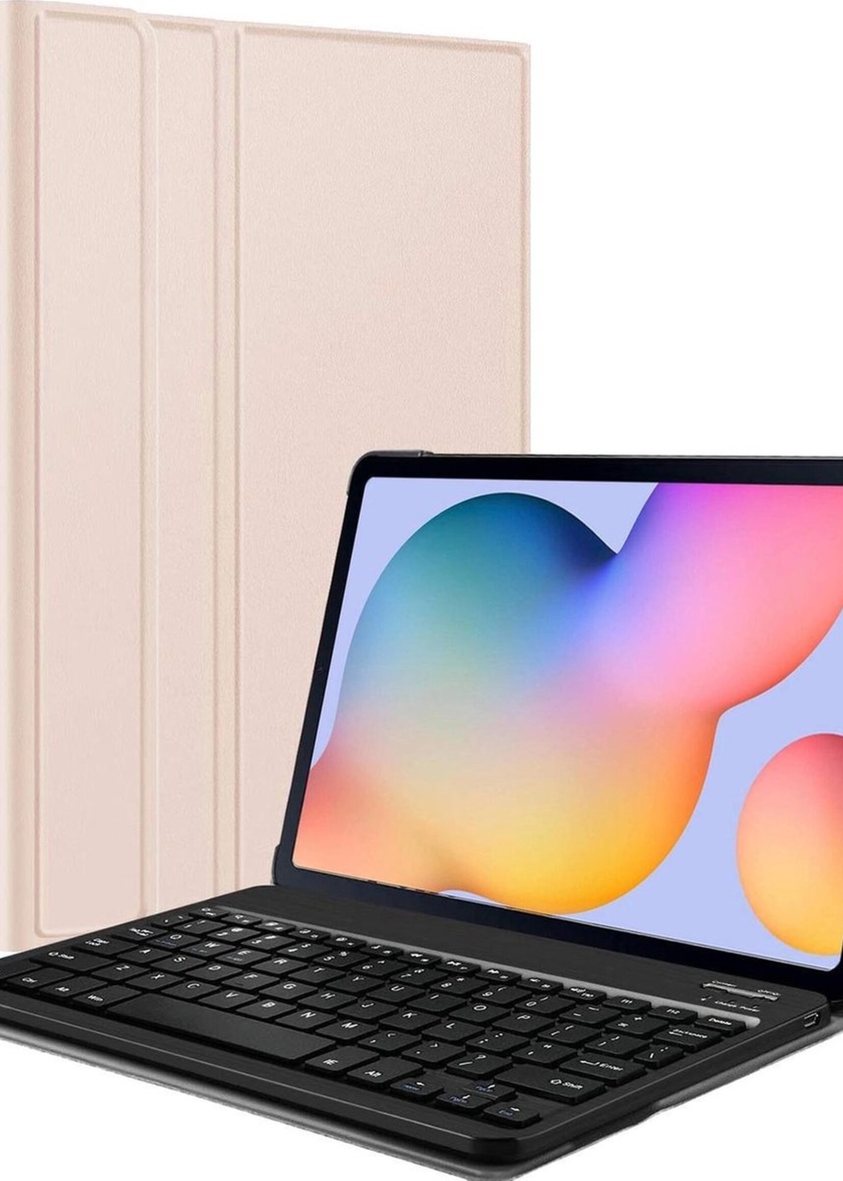 BTH Hoes Geschikt voor Samsung Galaxy Tab S6 Lite Hoes Toetsenbord Hoesje Keyboard Case Cover - Hoesje Geschikt voor Samsung Tab S6 Lite Hoes Toetsenbord Case - Goud