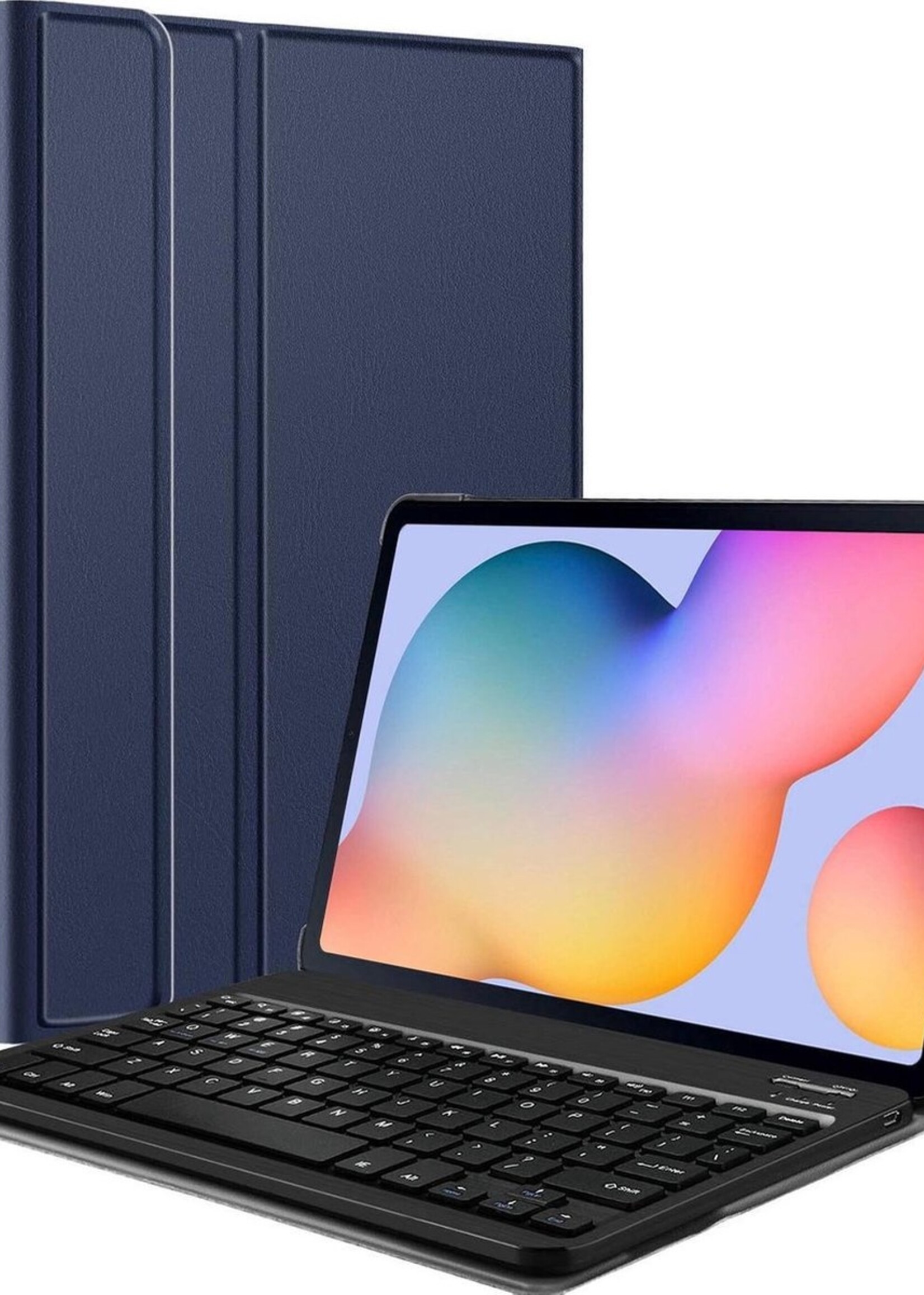 BTH Hoes Geschikt voor Samsung Galaxy Tab S6 Lite Hoes Toetsenbord Hoesje Keyboard Case Cover - Hoesje Geschikt voor Samsung Tab S6 Lite Hoes Toetsenbord Case - Blauw