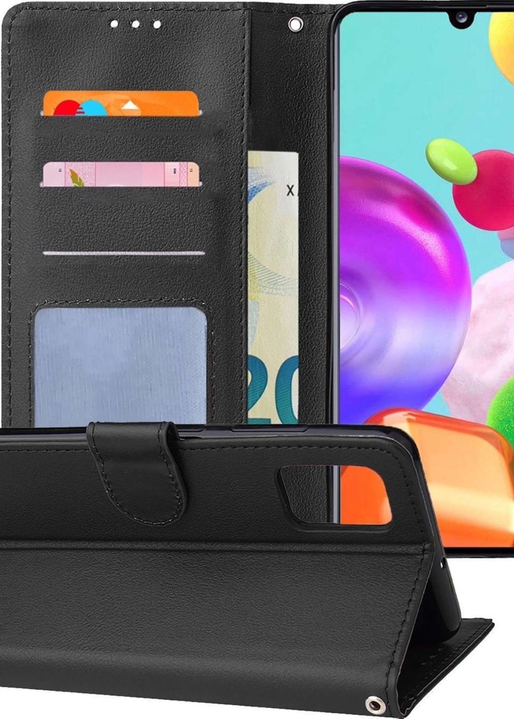BTH Hoesje Geschikt voor Samsung A41 Hoesje Book Case Hoes Portemonnee Cover Walletcase - Hoes Geschikt voor Samsung Galaxy A41 Hoes Bookcase Hoesje - Zwart