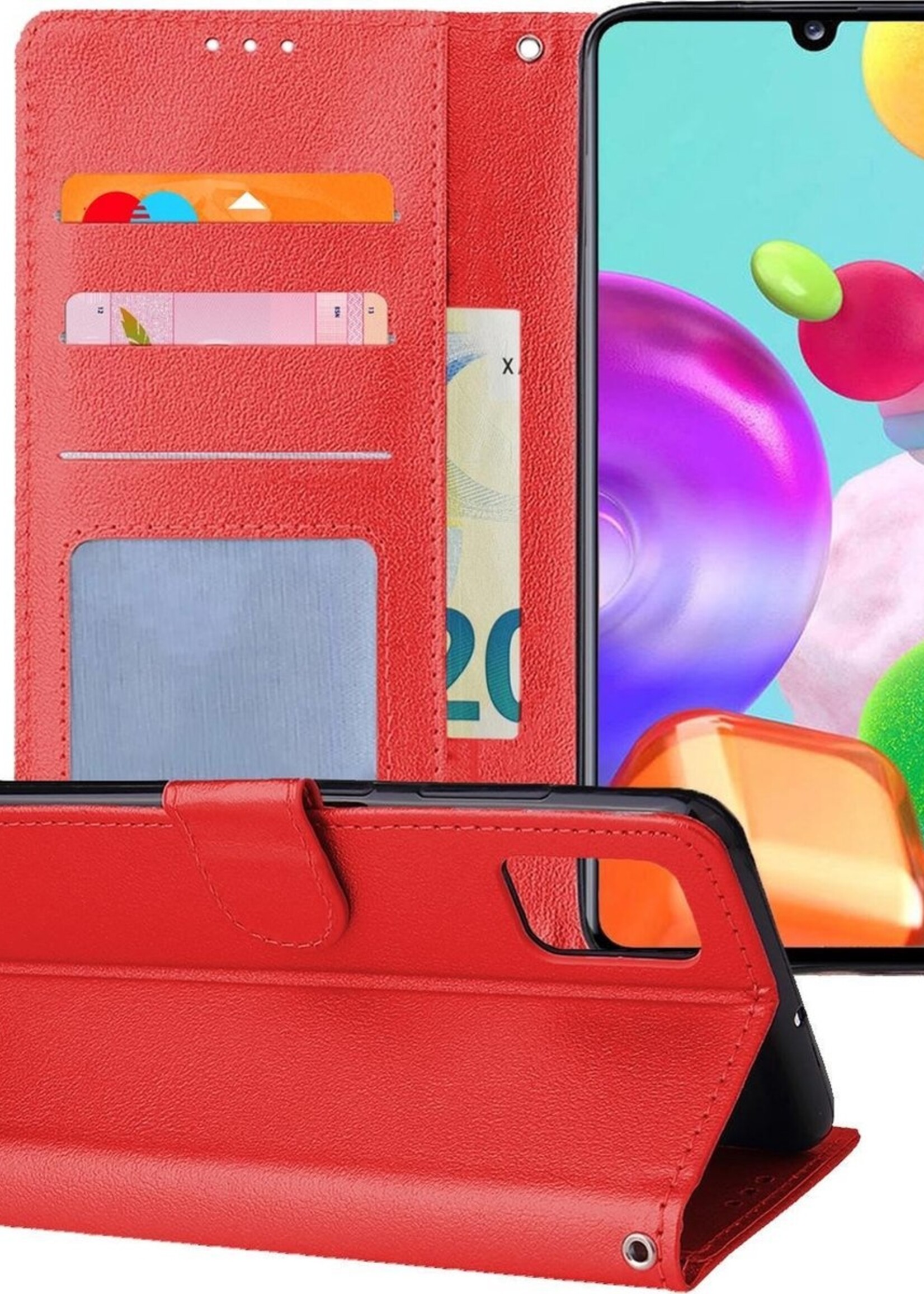 BTH Hoesje Geschikt voor Samsung A41 Hoesje Book Case Hoes Portemonnee Cover Walletcase - Hoes Geschikt voor Samsung Galaxy A41 Hoes Bookcase Hoesje - Rood