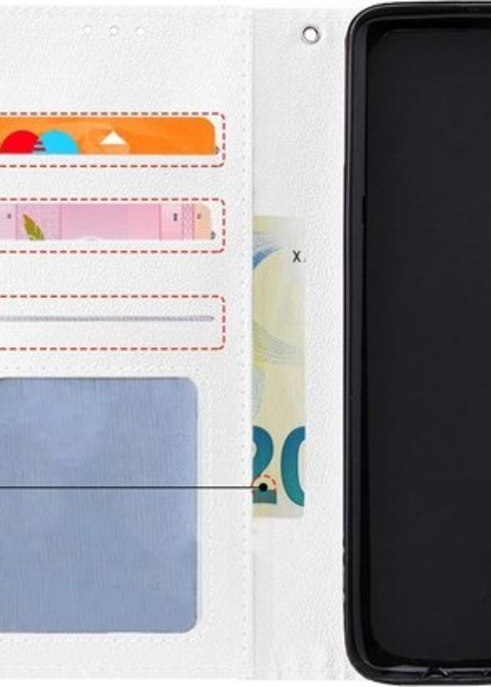 BTH Hoesje Geschikt voor Samsung A41 Hoesje Book Case Hoes Portemonnee Cover Walletcase - Hoes Geschikt voor Samsung Galaxy A41 Hoes Bookcase Hoesje - Wit