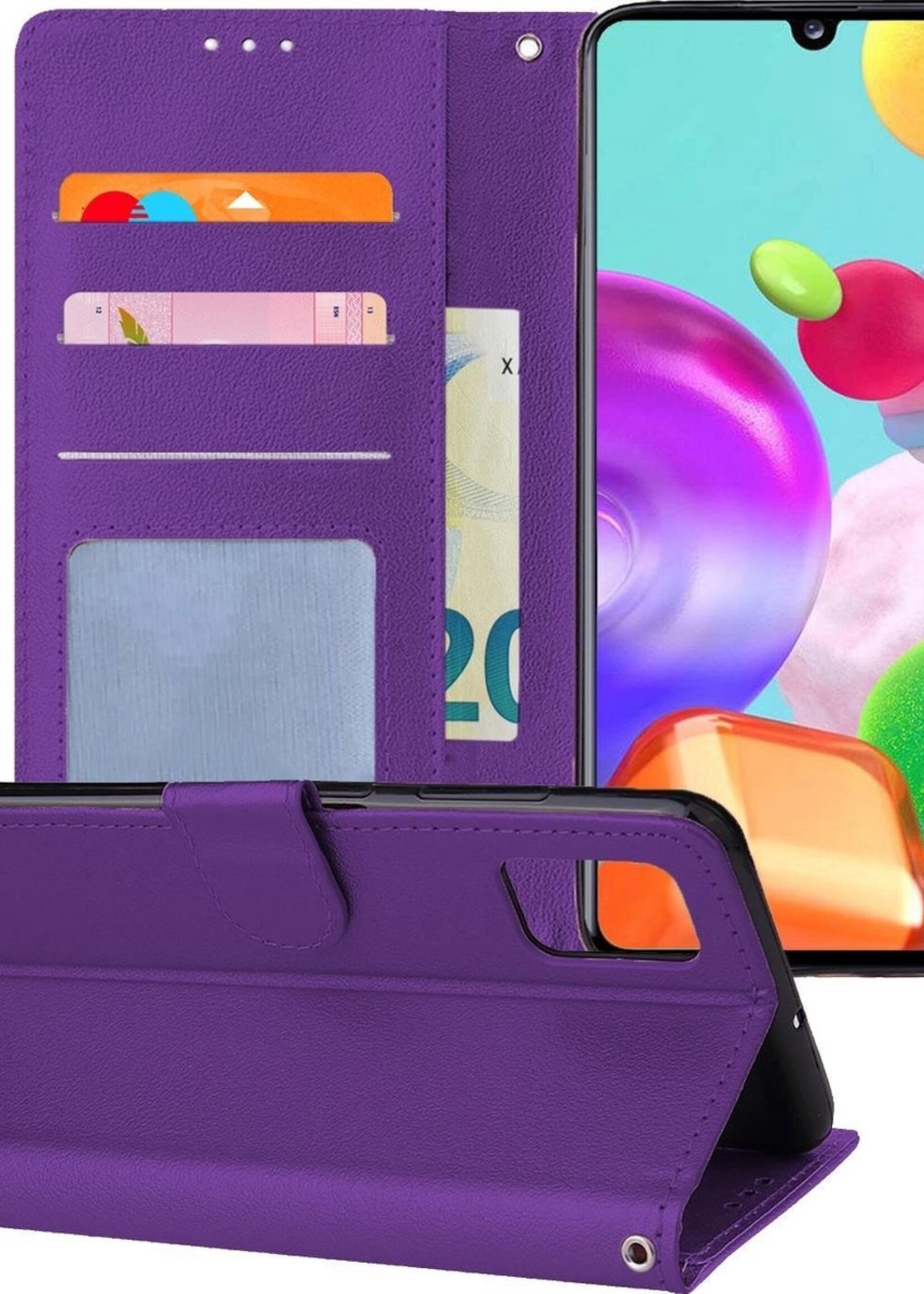 BTH Hoesje Geschikt voor Samsung A41 Hoesje Book Case Hoes Portemonnee Cover Walletcase - Hoes Geschikt voor Samsung Galaxy A41 Hoes Bookcase Hoesje - Paars