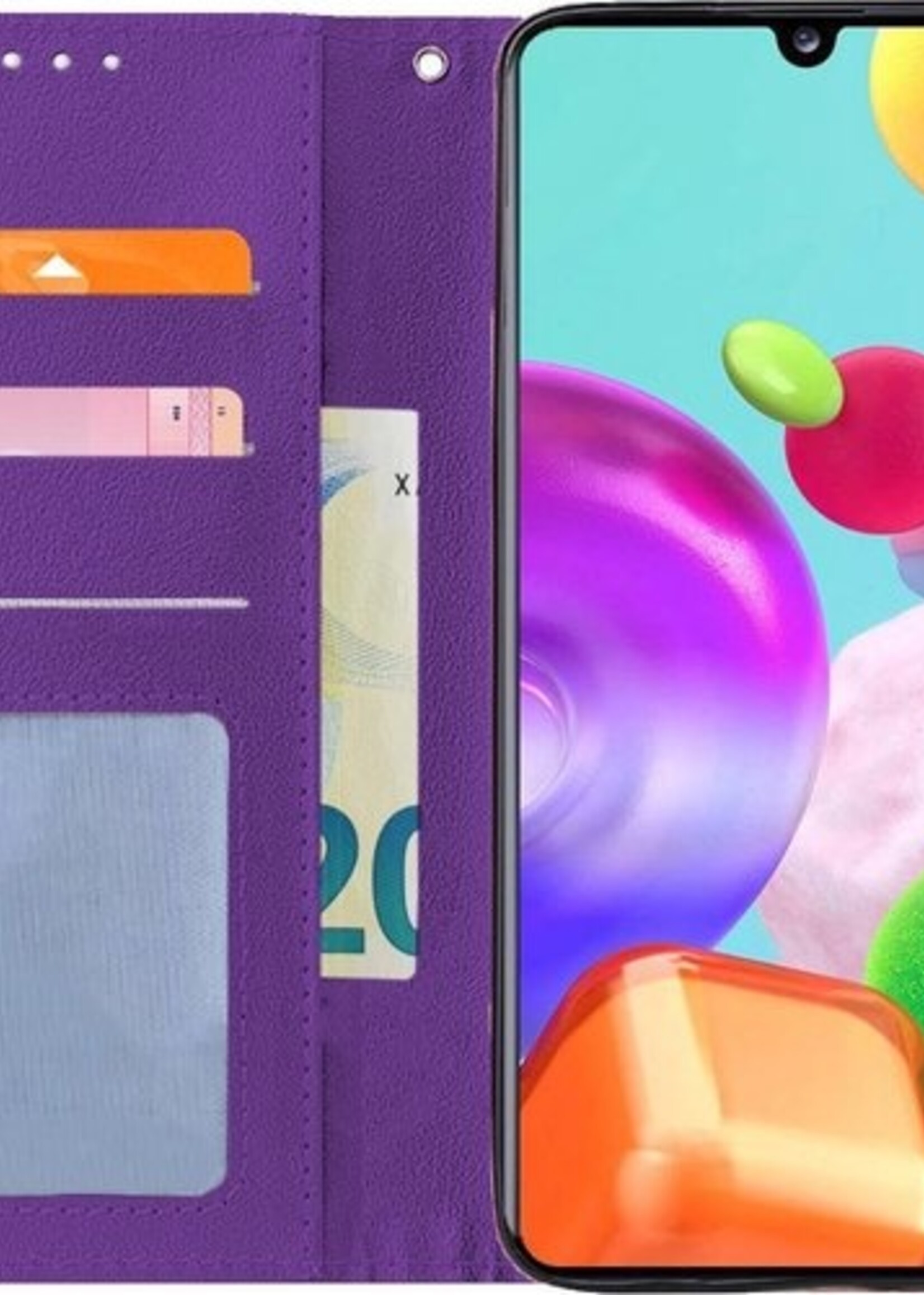 BTH Hoesje Geschikt voor Samsung A41 Hoesje Book Case Hoes Portemonnee Cover Walletcase - Hoes Geschikt voor Samsung Galaxy A41 Hoes Bookcase Hoesje - Paars