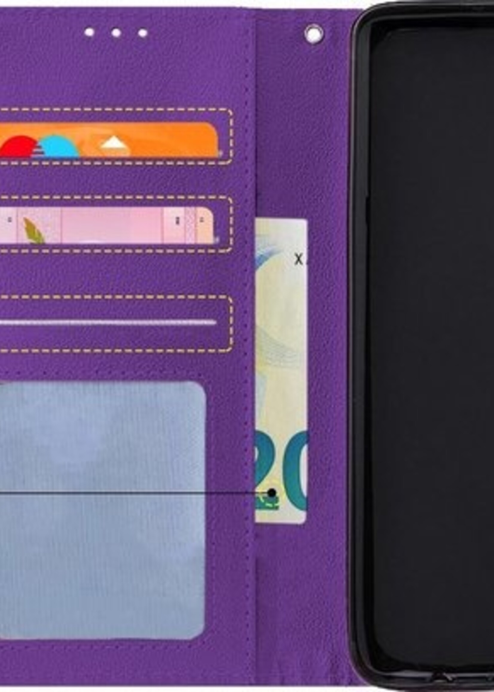 BTH Hoesje Geschikt voor Samsung A41 Hoesje Book Case Hoes Portemonnee Cover Walletcase - Hoes Geschikt voor Samsung Galaxy A41 Hoes Bookcase Hoesje - Paars