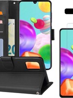 BTH BTH Samsung Galaxy A41 Hoesje Bookcase Zwart Met Screenprotector